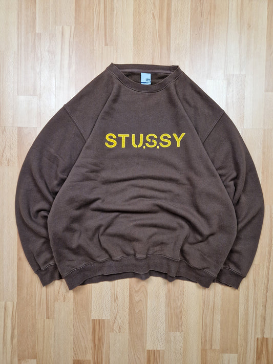 Vintage Stussy Embroidered Spellout Crewneck Sweatshirt (XL)