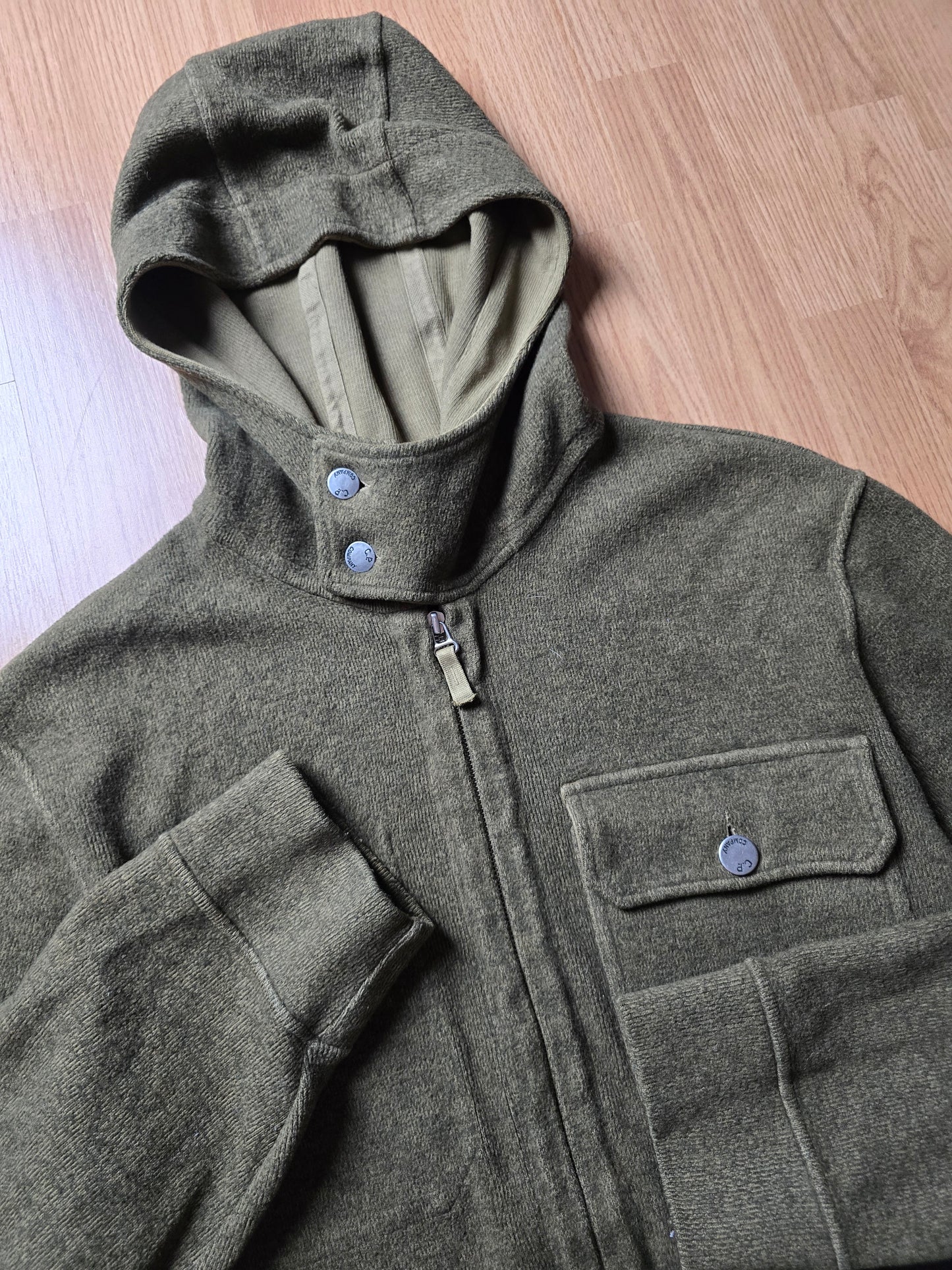 C.P. Company AW03 Cotton & Wool Blend Knit Zip Hoodie (M)