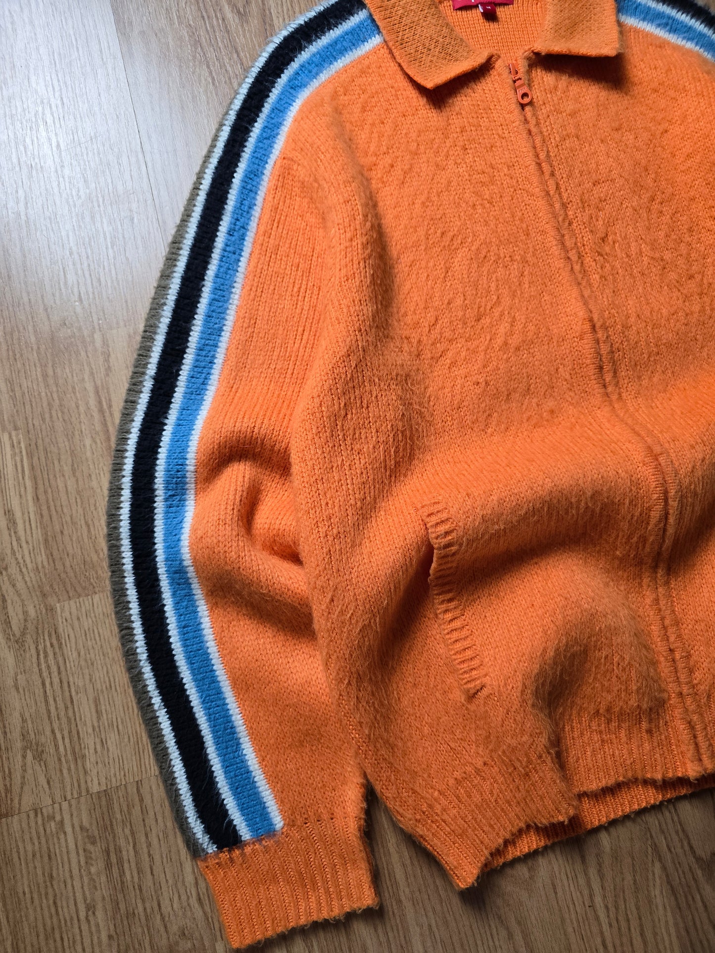 Supreme Sleeve Stripe Zip Up Sweater (M)