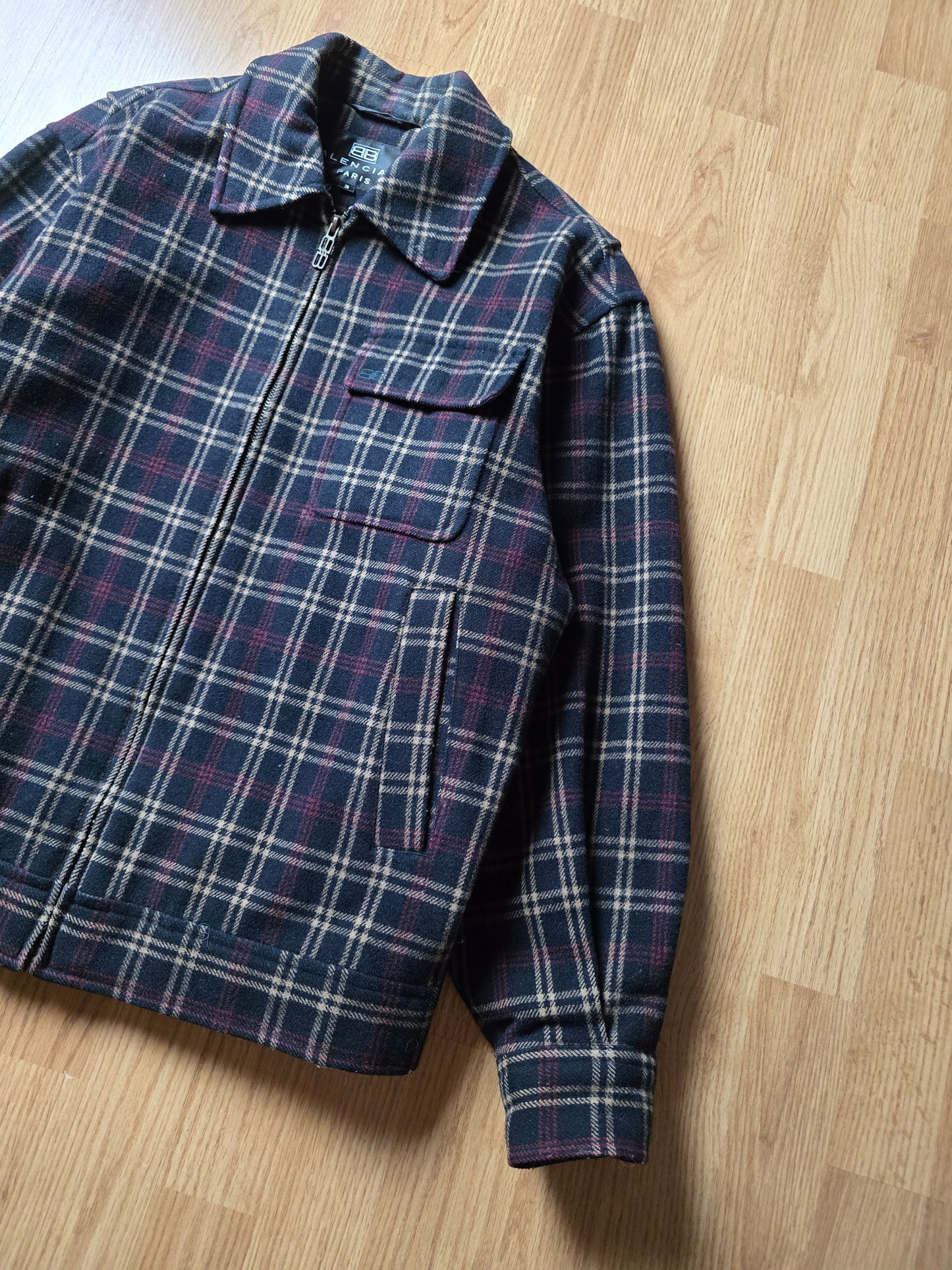 Vintage Balenciaga Wool Plaid Harrington Jacket (S/M)
