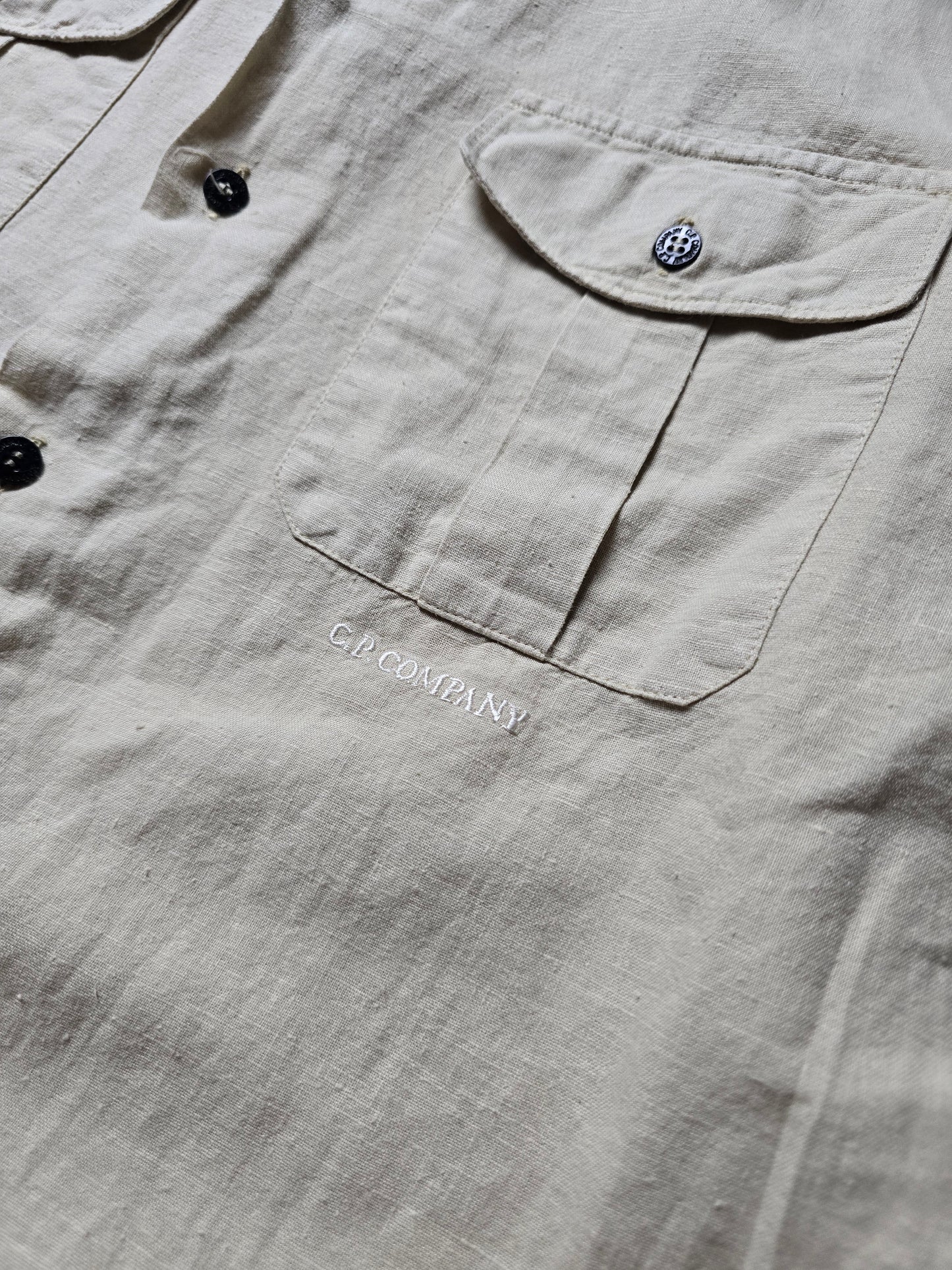 Vintage C.P. Company SS99 Embroidered Lino Flax LS Shirt (S)