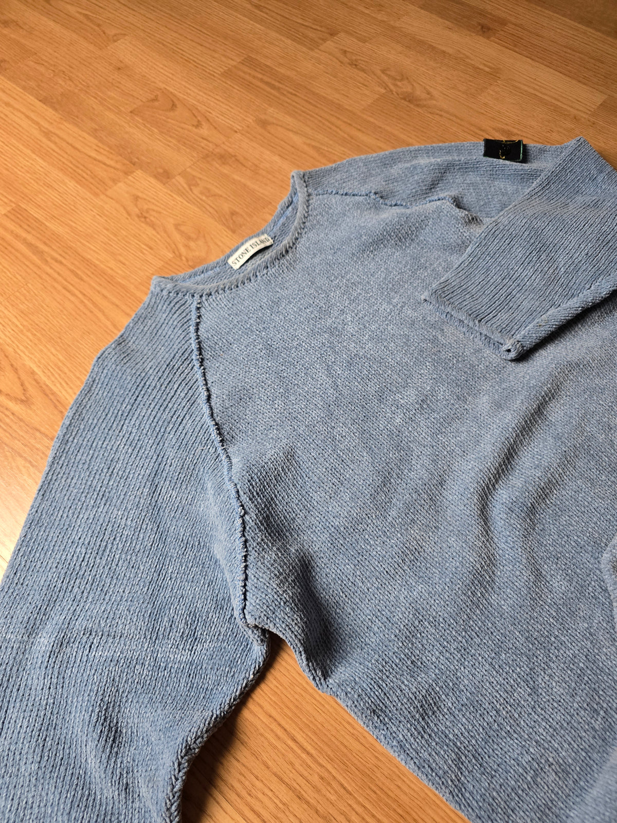 Vintage Stone Island Green Edge Chenille Cotton Knit Sweater (M)