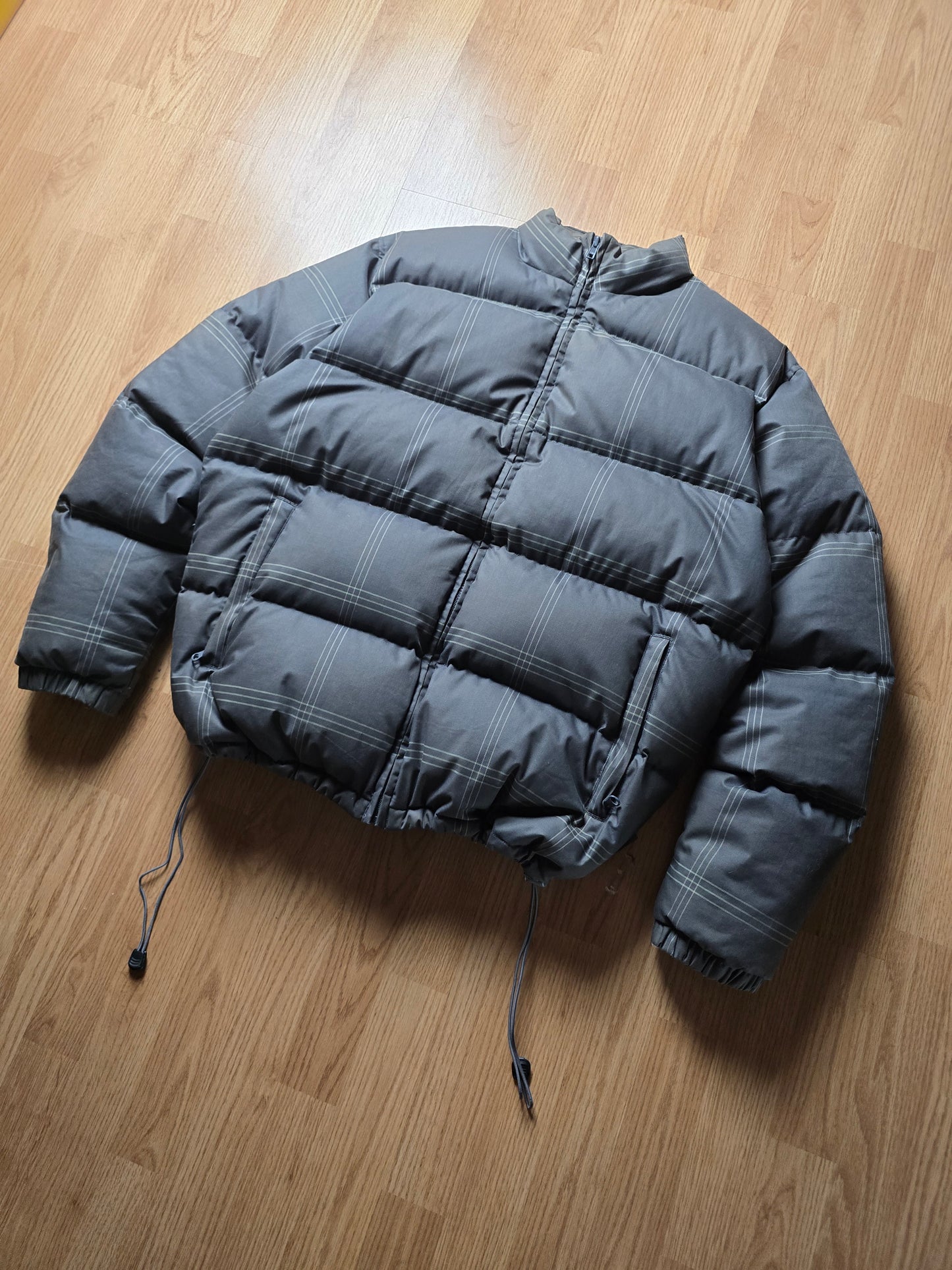 Vintage Stussy Micro Plaid Down Puffer Jacket (L)
