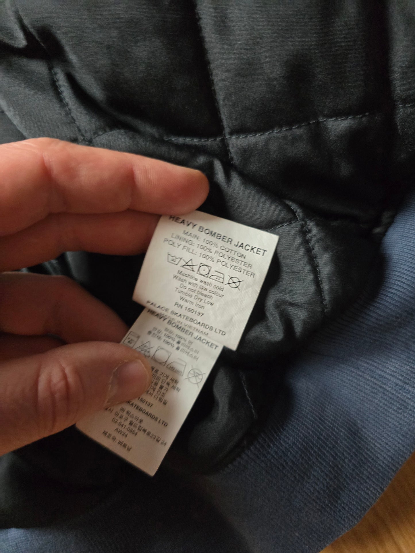 Palace 'Heavy' Quilt Lined Bomber Jacket (XL)