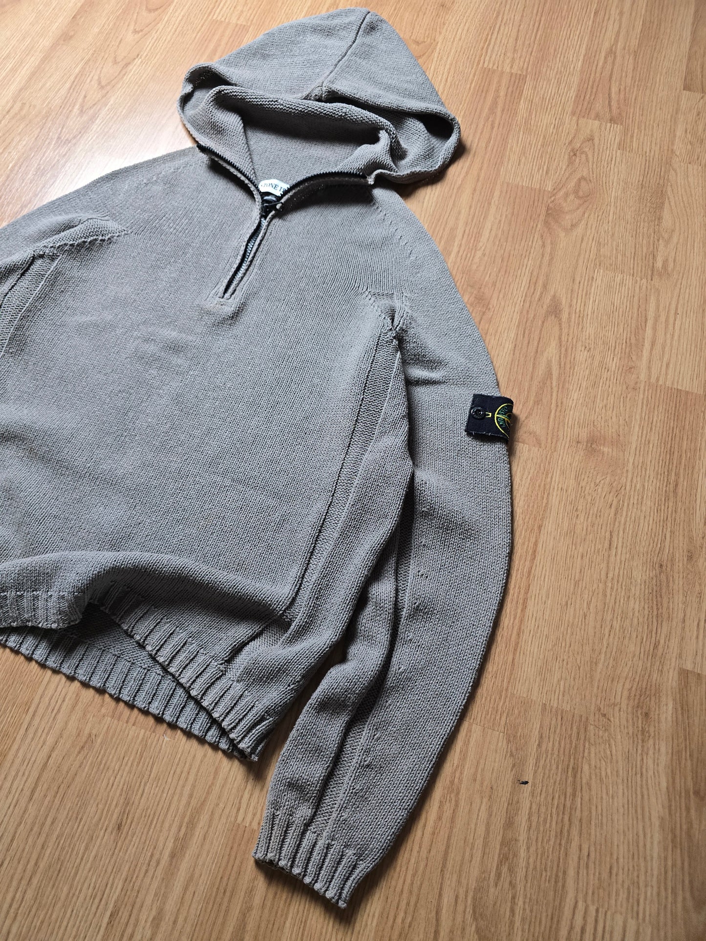 Stone Island SS03 1/4 zip Cotton Knit Hoodie (S/M)