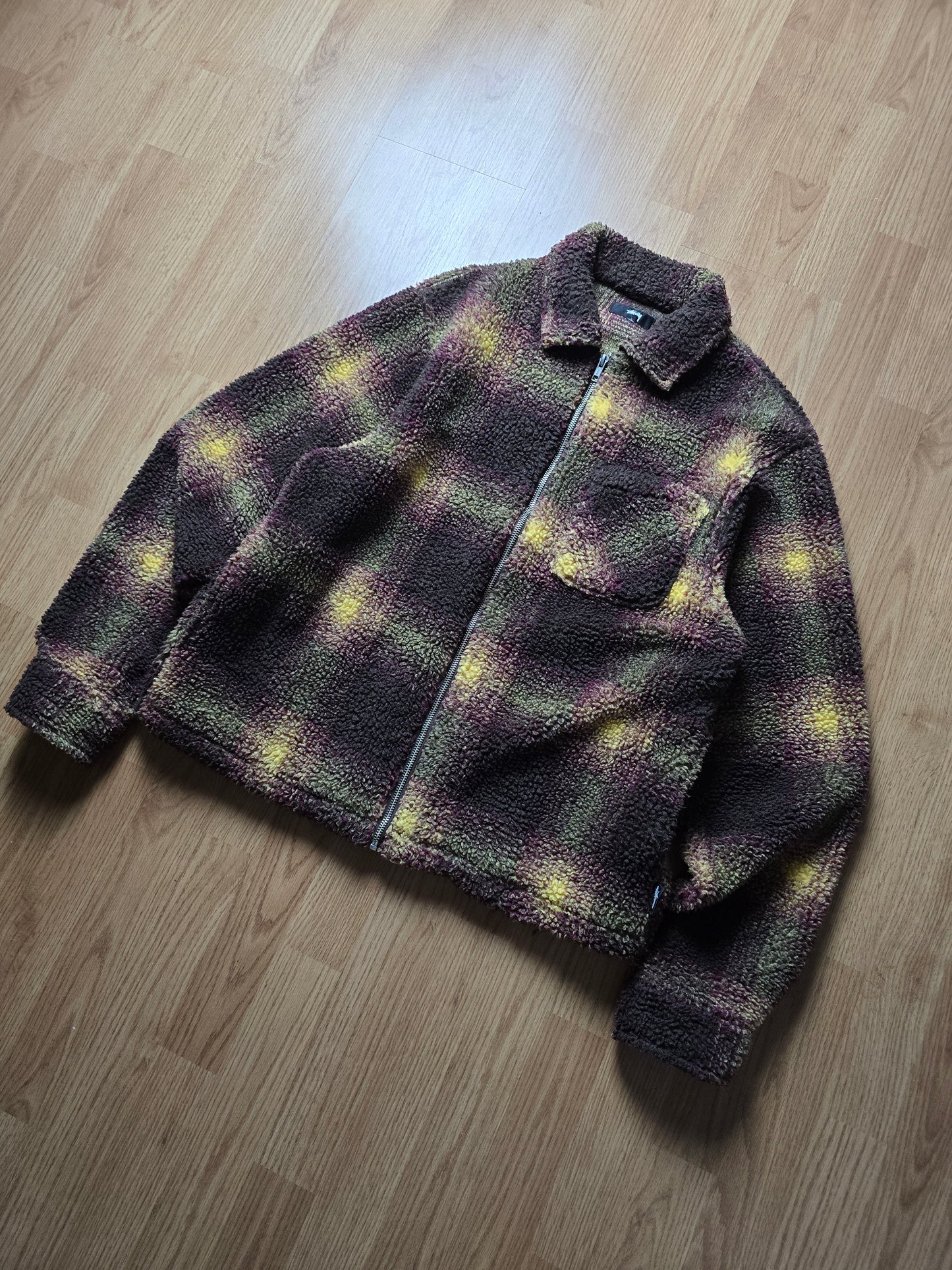 Stussy 'Shadow Plaid' Sherpa Zip Shirt/Jacket (M)