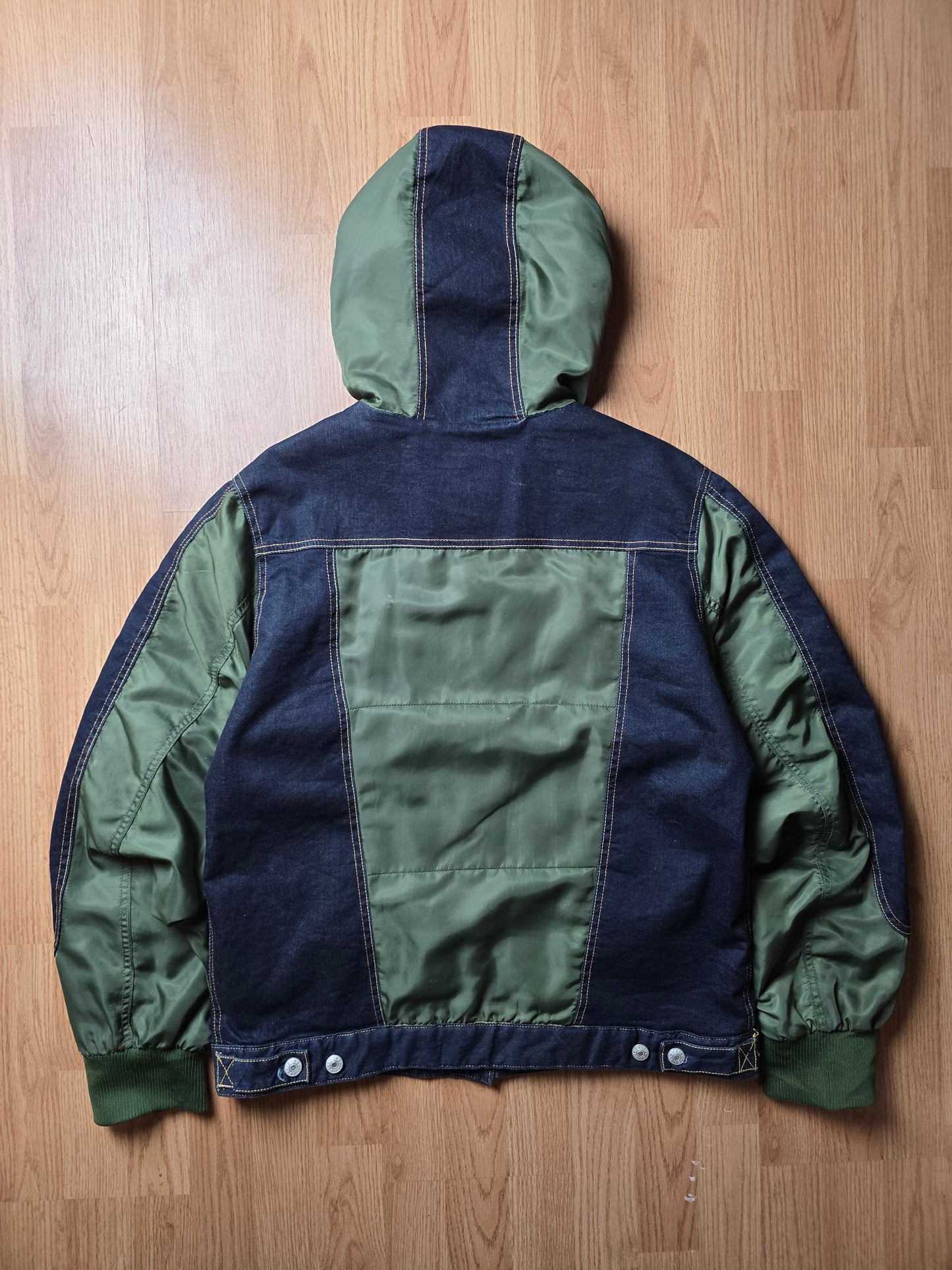 RARE Evisu Denim Panelled Hooded Jacket (L)