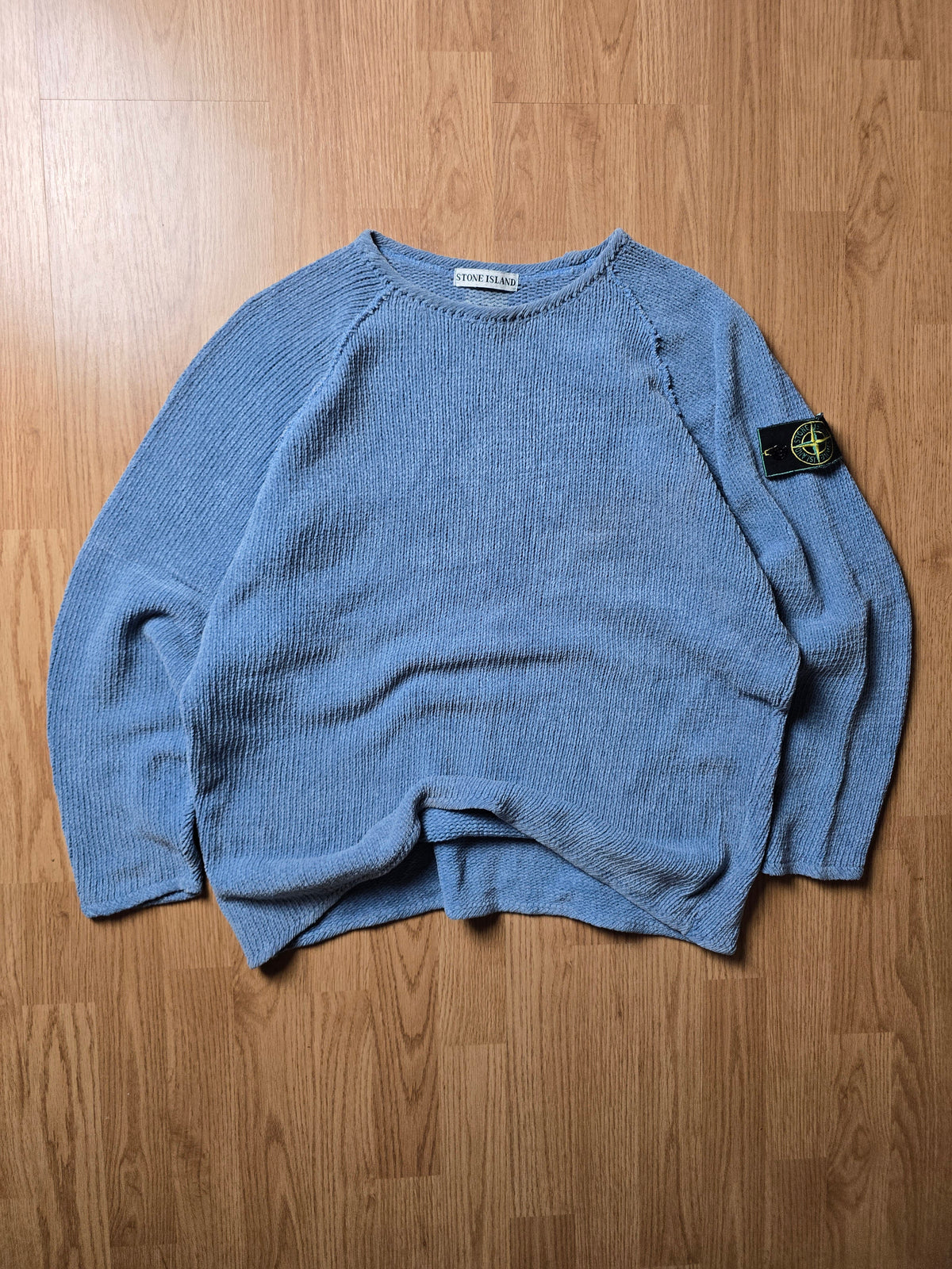 Vintage Stone Island Green Edge Chenille Cotton Knit Sweater (M)