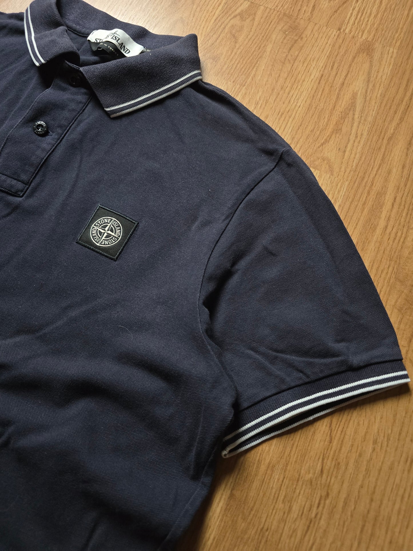 Stone Island Slim Fit Compass Patch Polo Shirt (M)