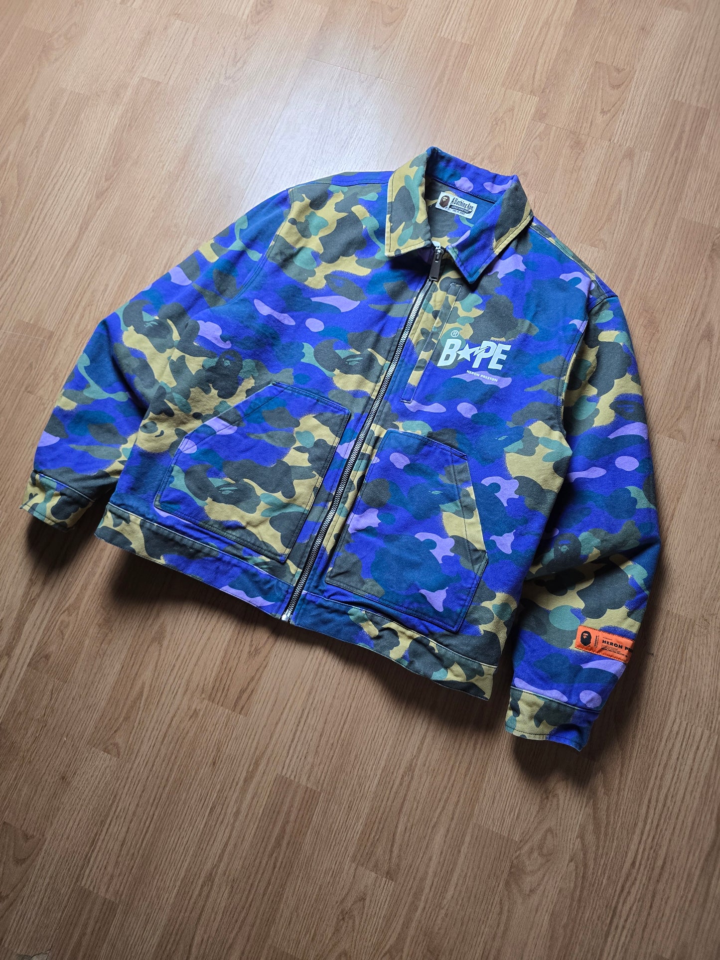 BAPE x Heron Preston Mix 1st Camo Duck Trucker Jacket (L)