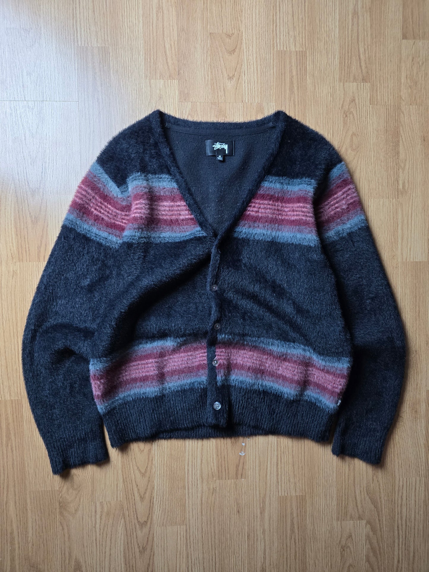 Stussy Striped 'Shaggy' Cardigan (M)