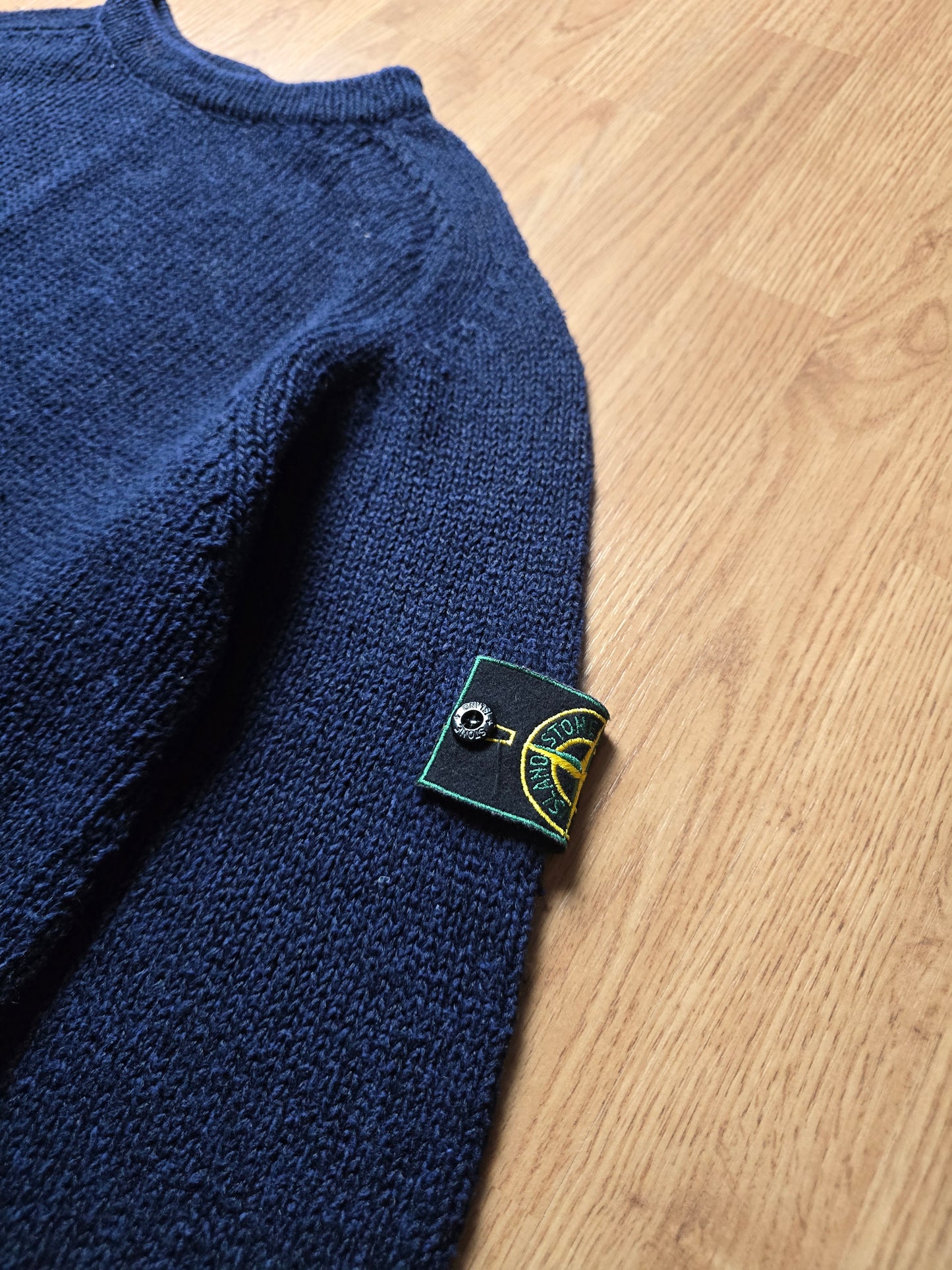 90s Stone Island Green Edge Cotton & Nylon Knit Sweater (M)