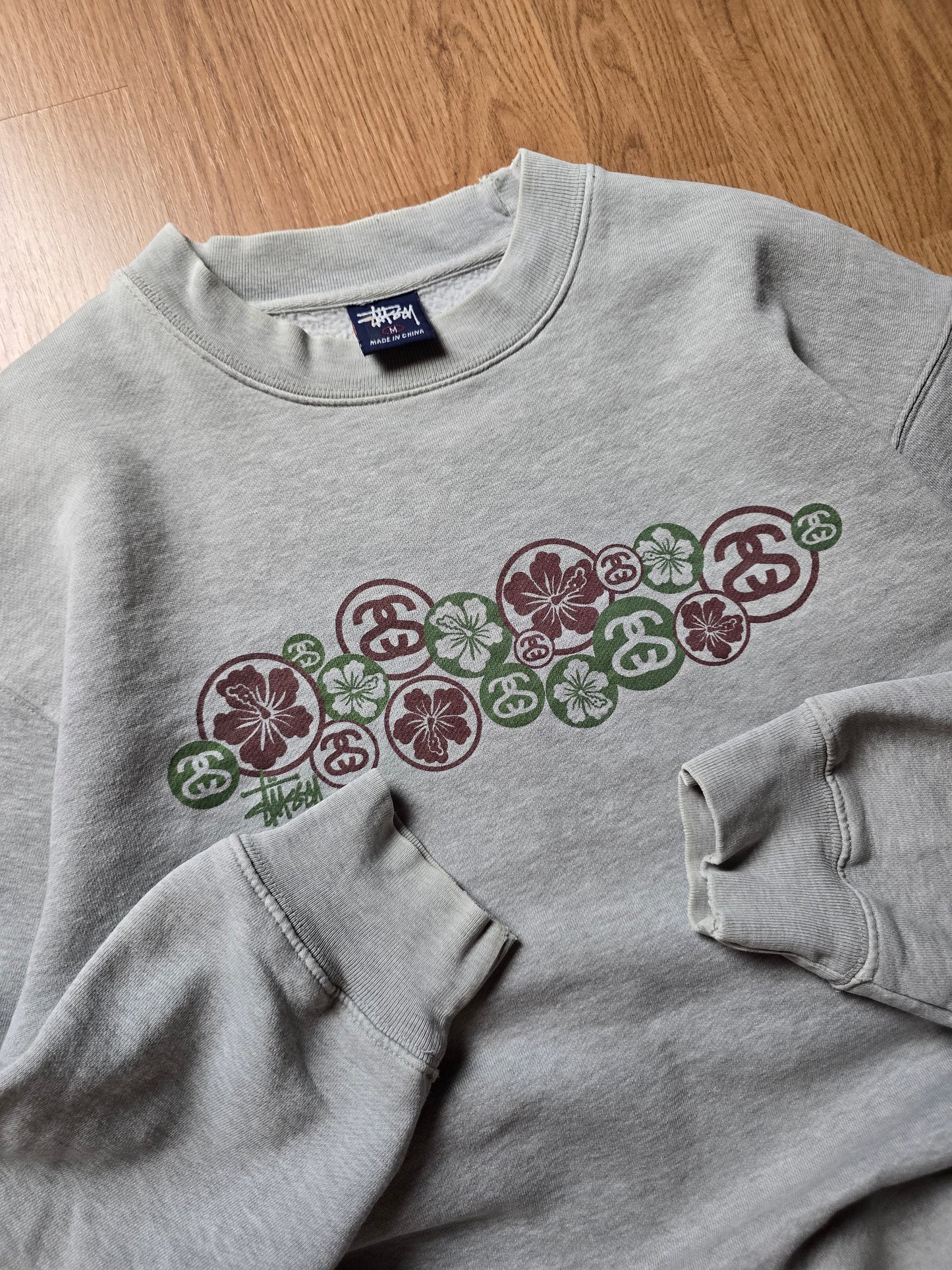 90s Stussy Floral Print Crewneck Sweatshirt (M)