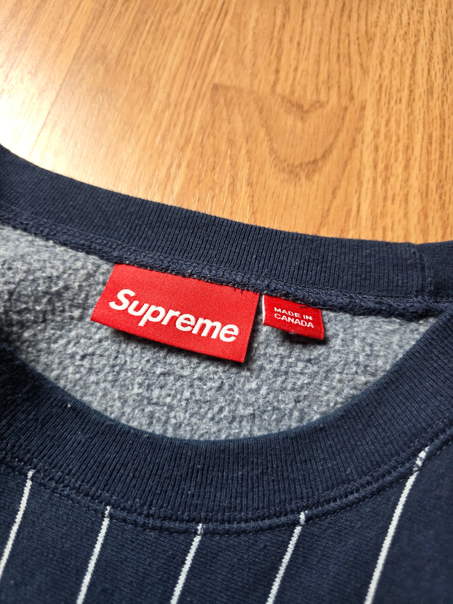 Supreme Pinstripe Crewneck Sweatshirt (XL)