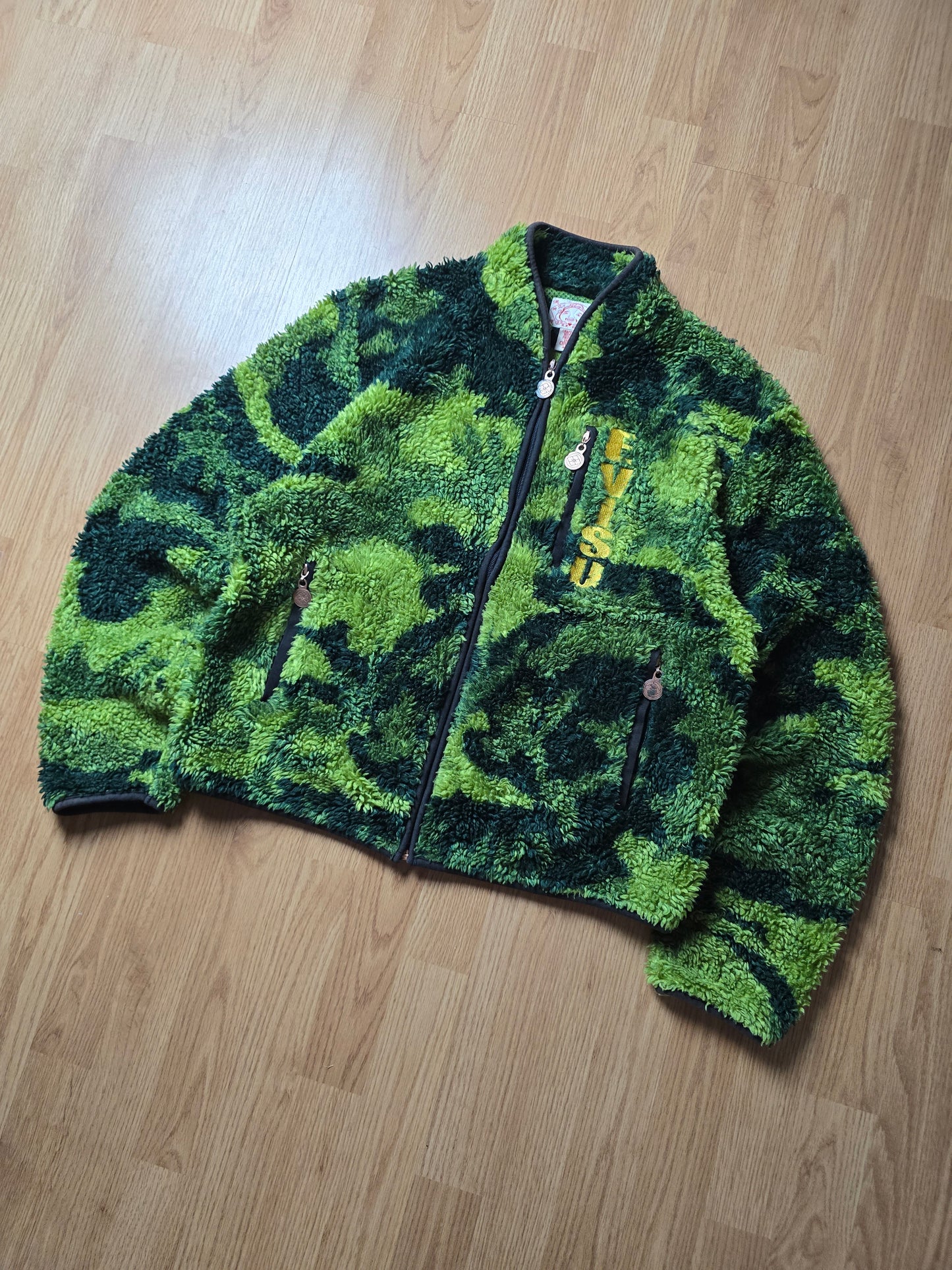 Evisu Deep Sherpa Pile Logo Camo Fleece Jacket (M)