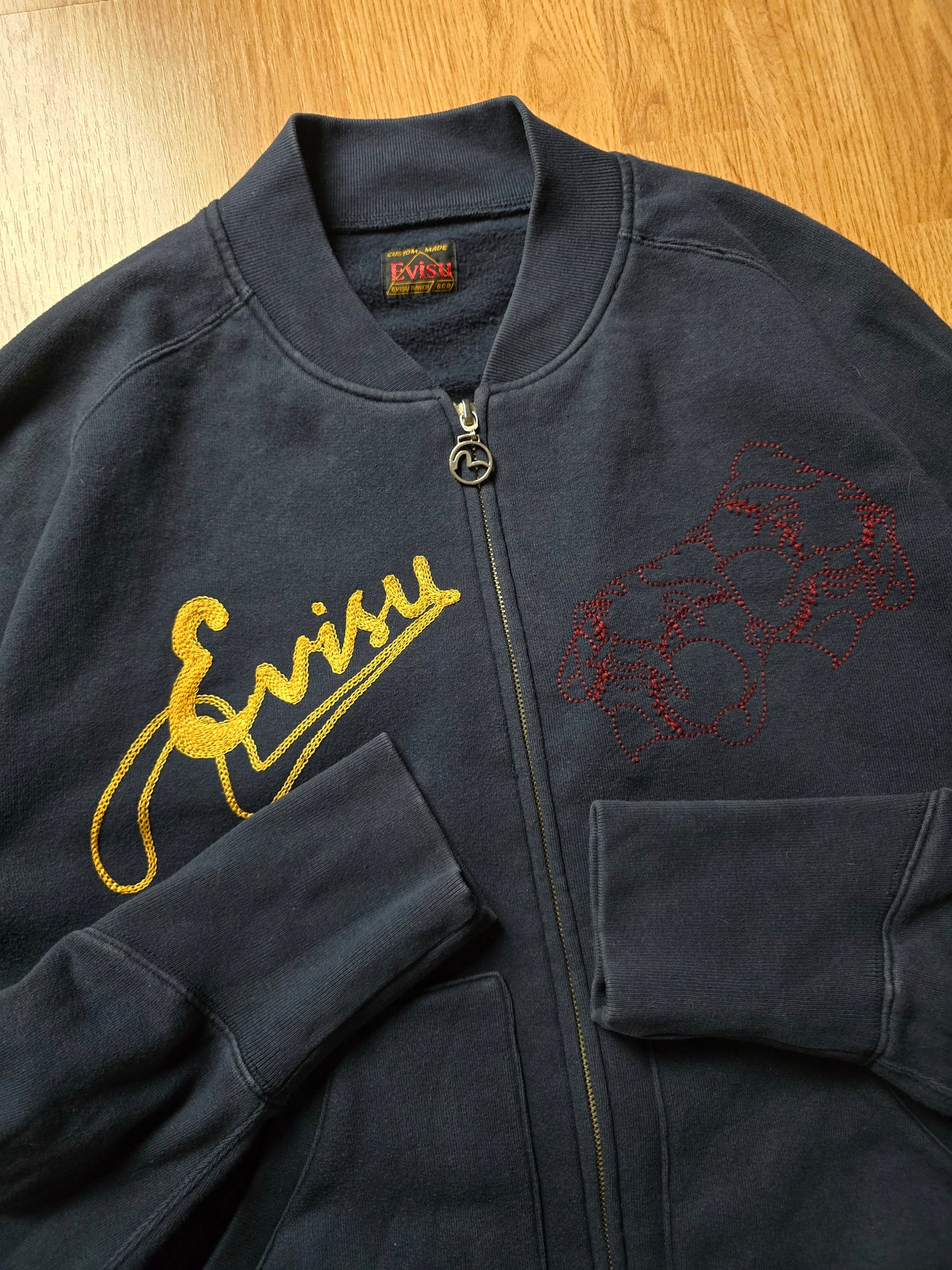 00s Evisu Embroidered Cotton Zip Bomber (L/XL)