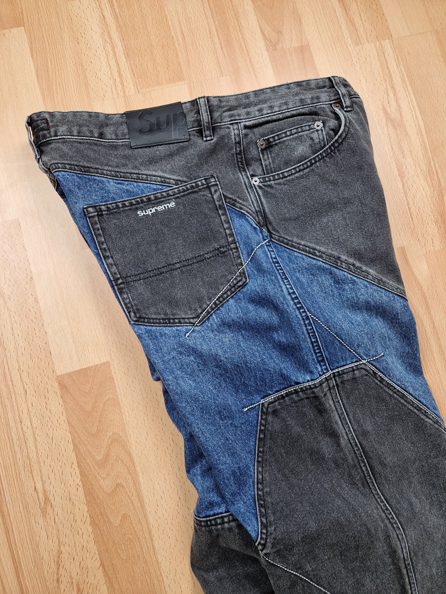 RARE Supreme 2-Tone Panelled Denim Jeans (34-36x32)