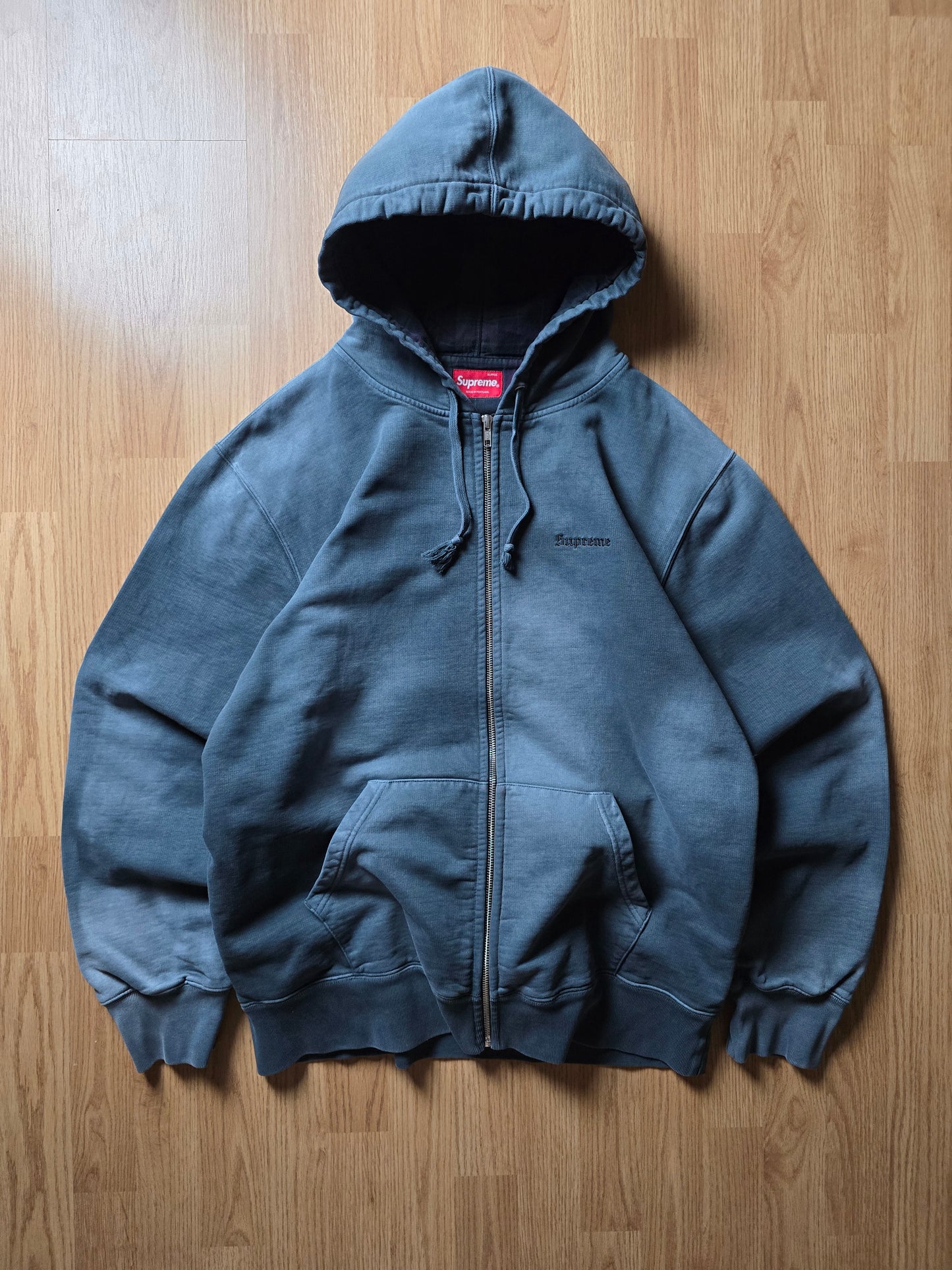 Supreme Bleached Plaid Lined Zip-Up Hoodie (XL)