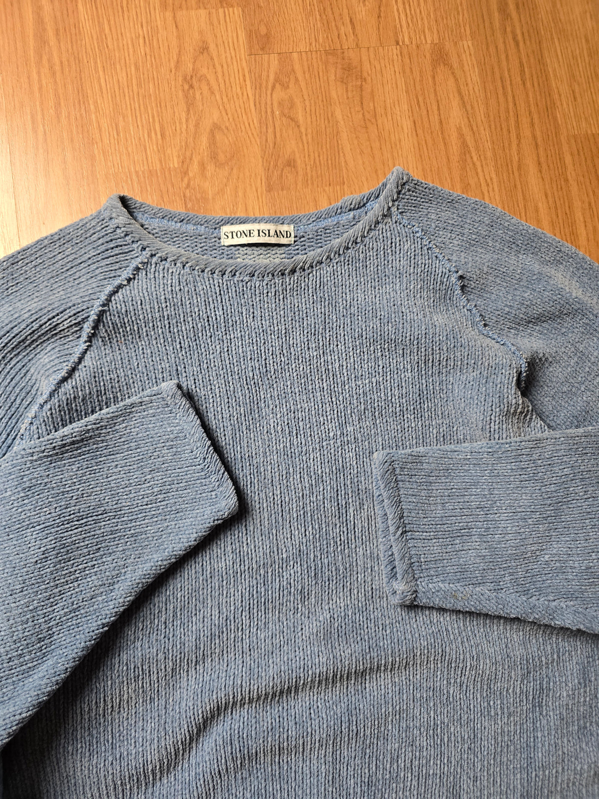 Vintage Stone Island Green Edge Chenille Cotton Knit Sweater (M)