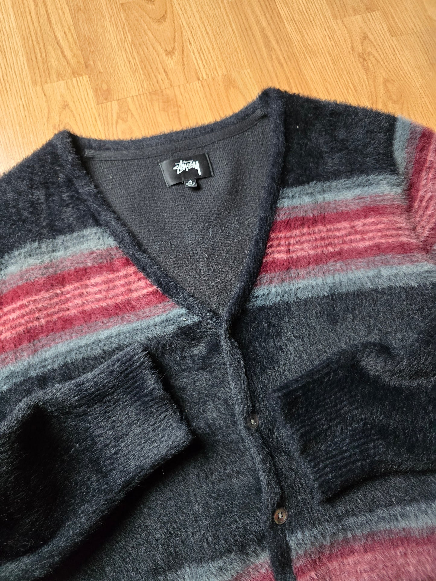 Stussy Striped 'Shaggy' Cardigan (M)