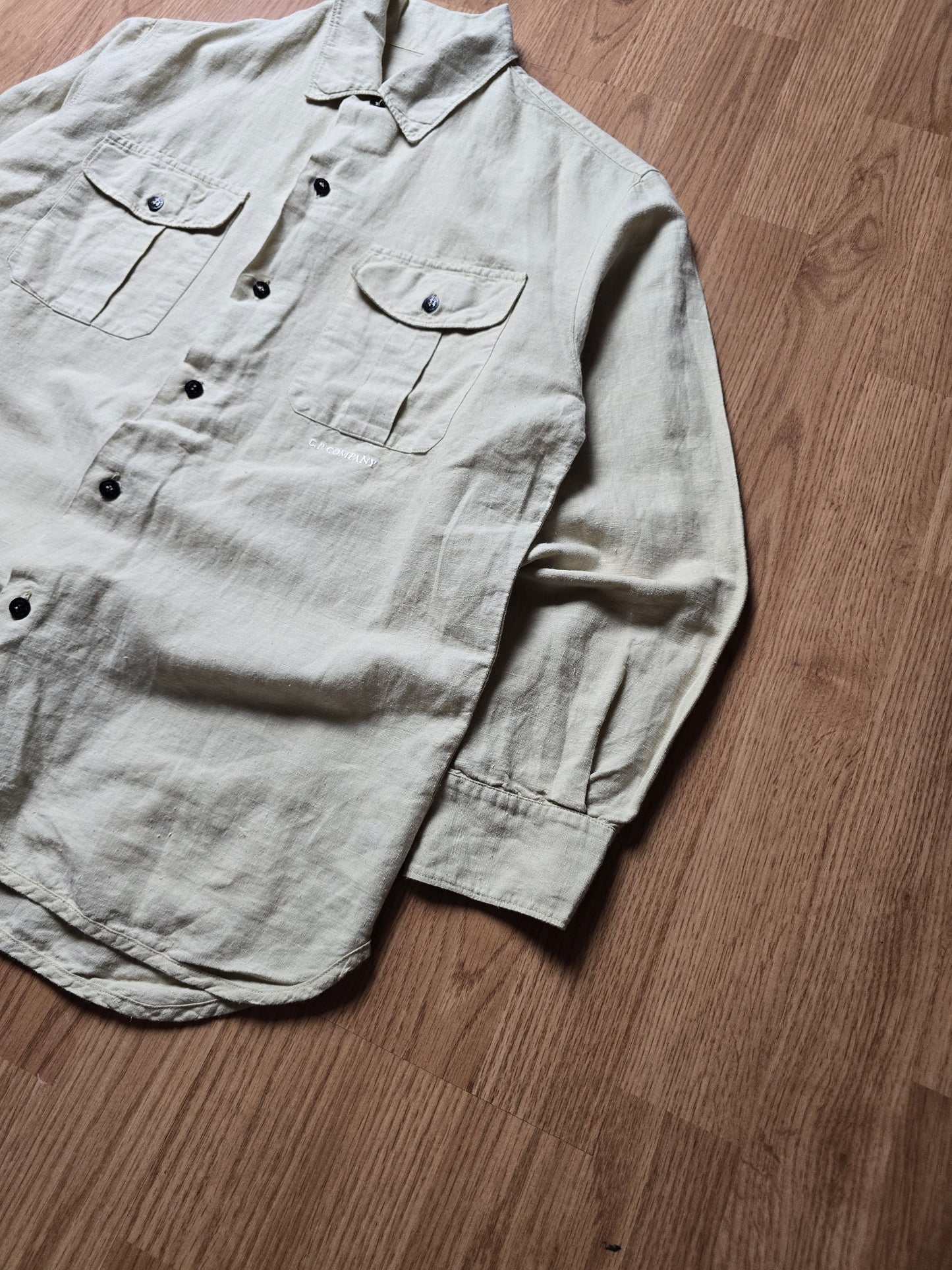 Vintage C.P. Company SS99 Embroidered Lino Flax LS Shirt (S)