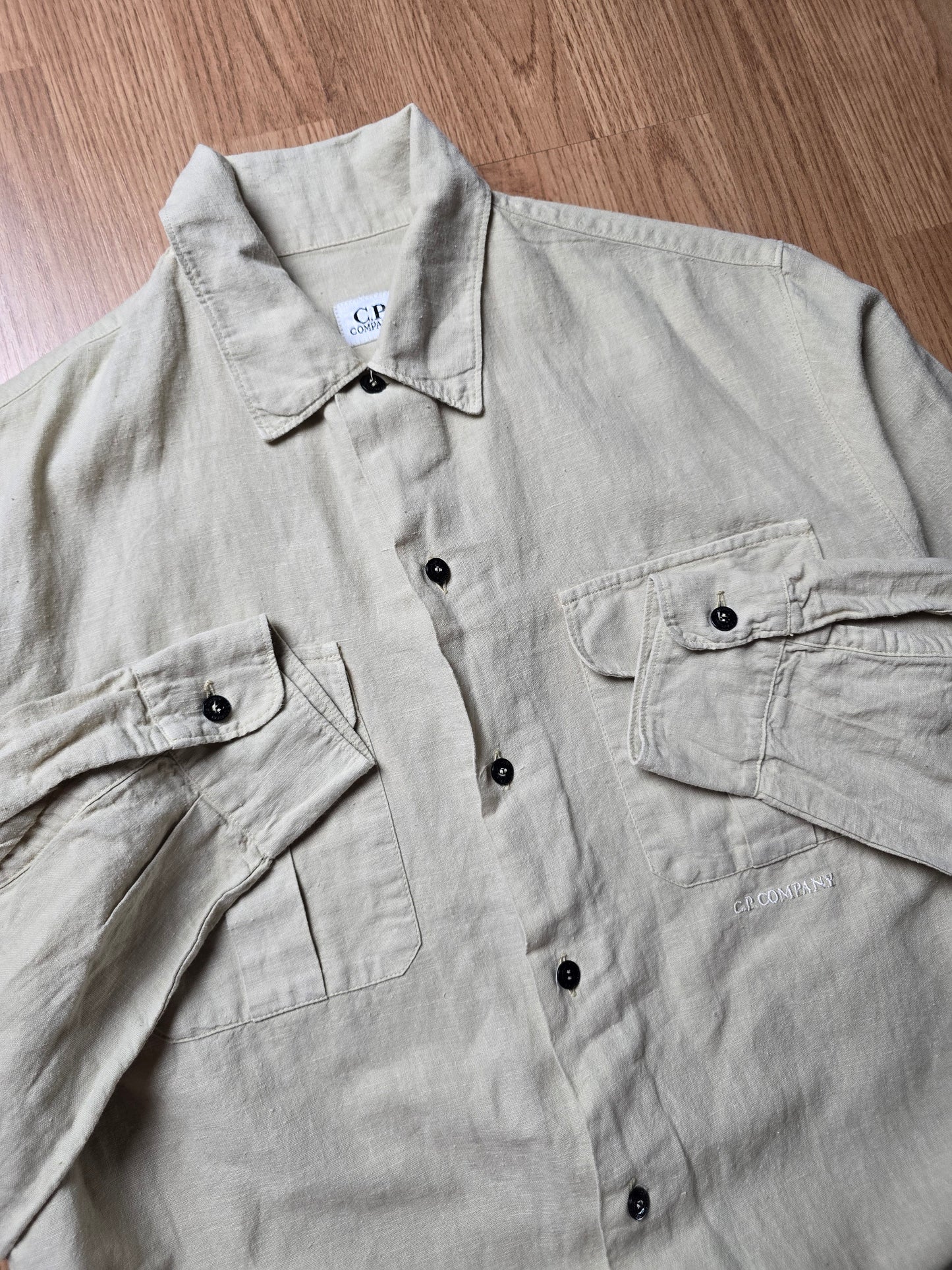 Vintage C.P. Company SS99 Embroidered Lino Flax LS Shirt (S)