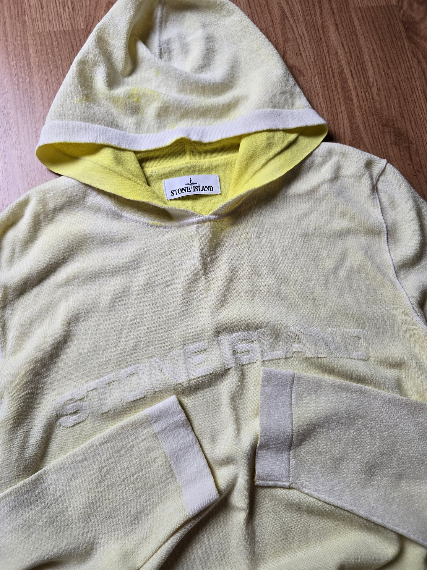 Stone Island Hand Sprayed Dust Spellout Hoodie (M)