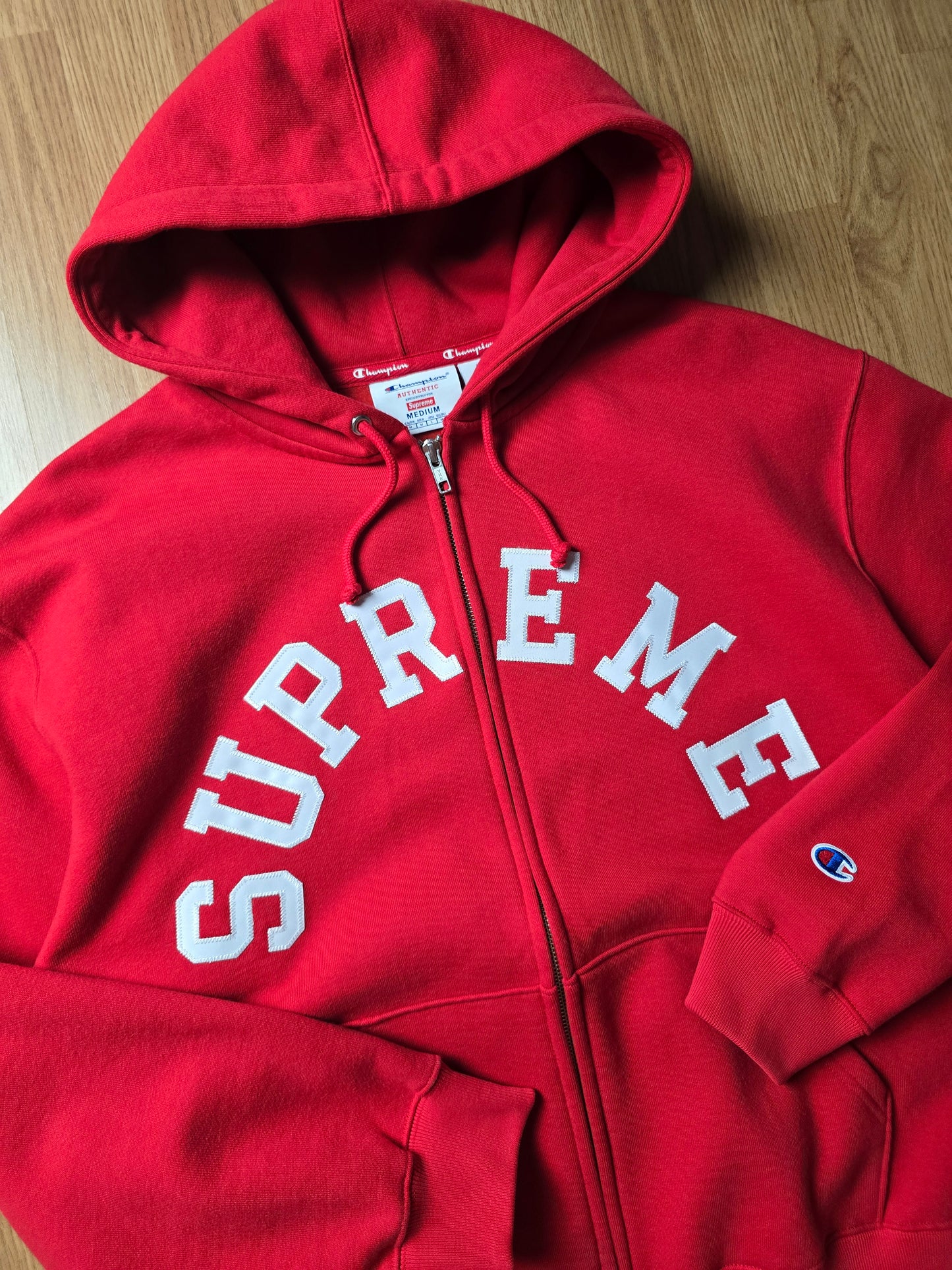 Supreme x Champion Arc Logo Zip Up Hoodie (M)