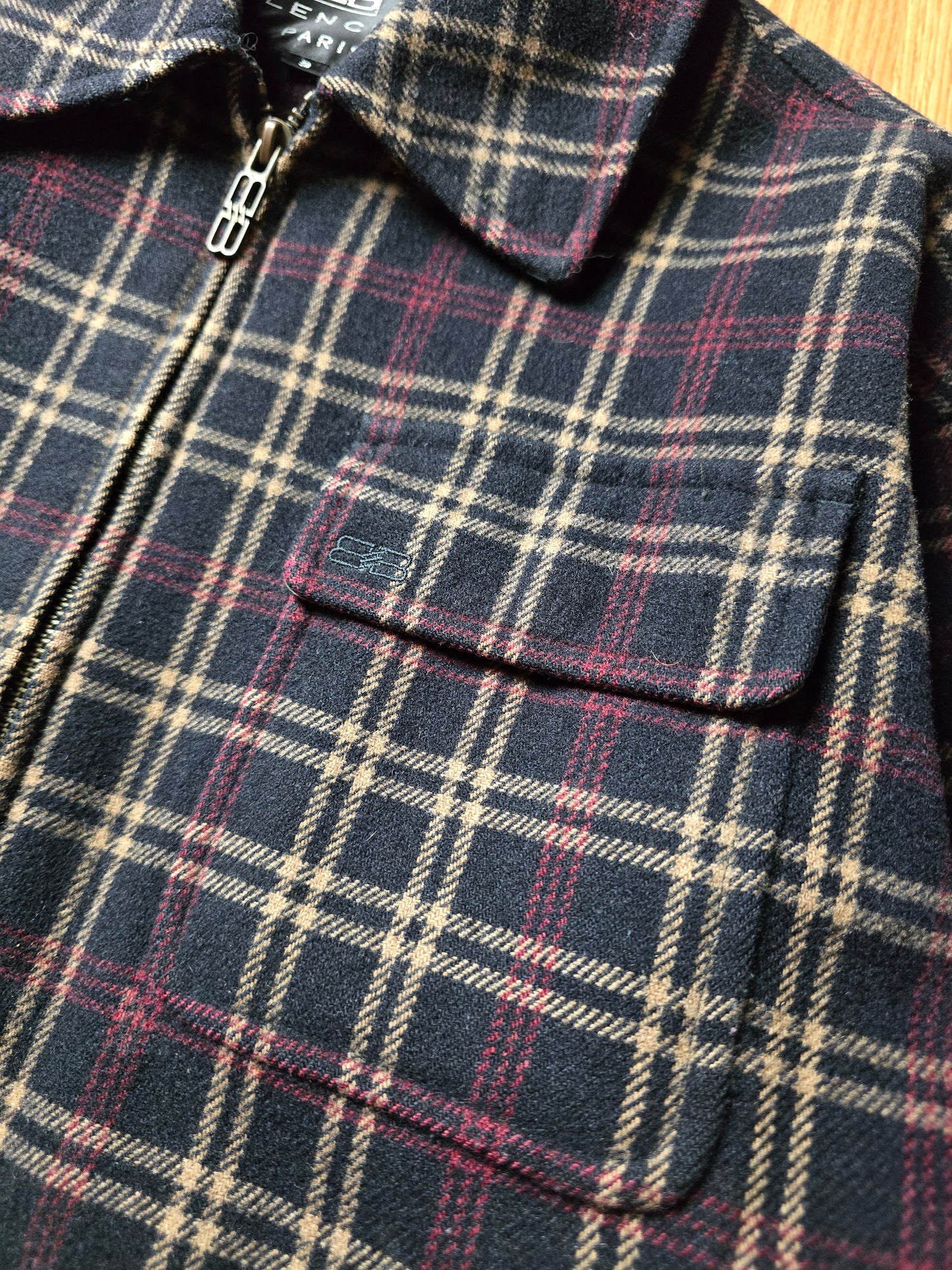 Vintage Balenciaga Wool Plaid Harrington Jacket (S/M)