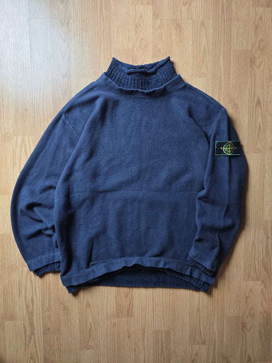 Stone Island AW95 Green Edge Dual layer Chenille Cotton Blend Knit Sweater (M/L)
