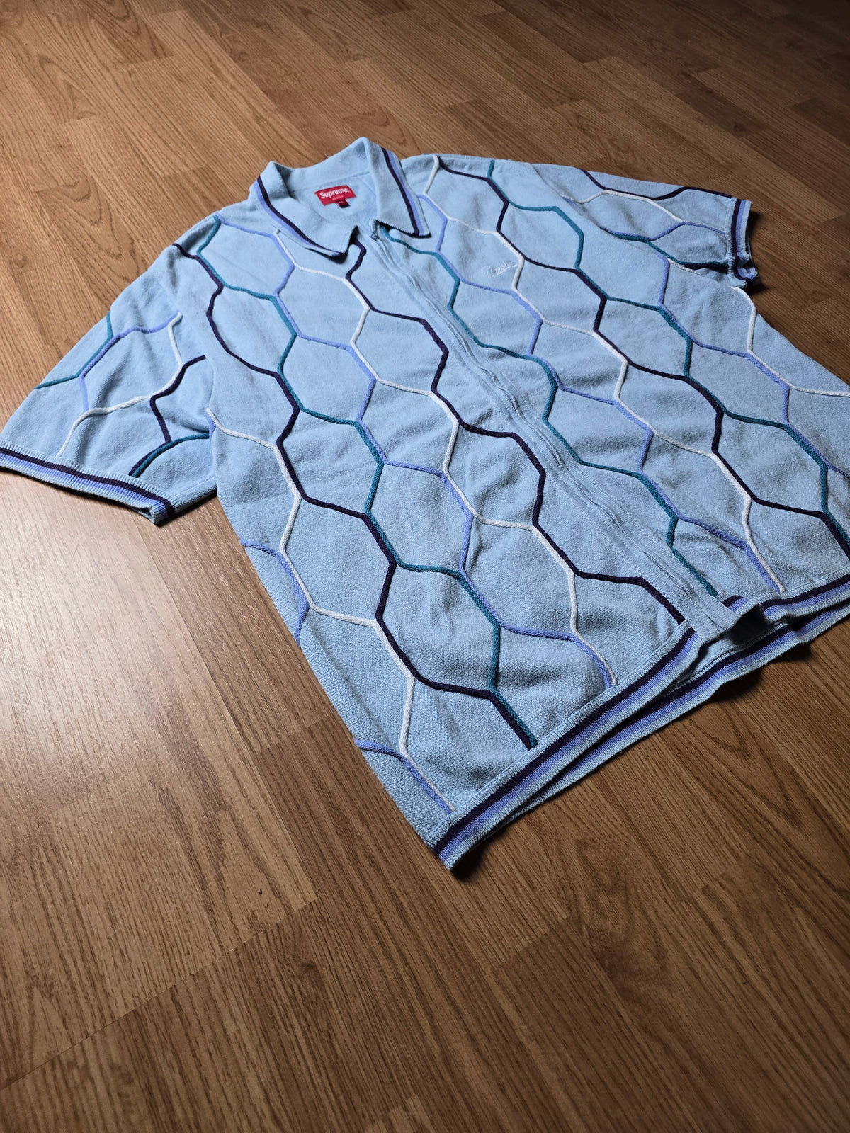 Supreme Hex Zip Up Polo Shirt (L/XL)
