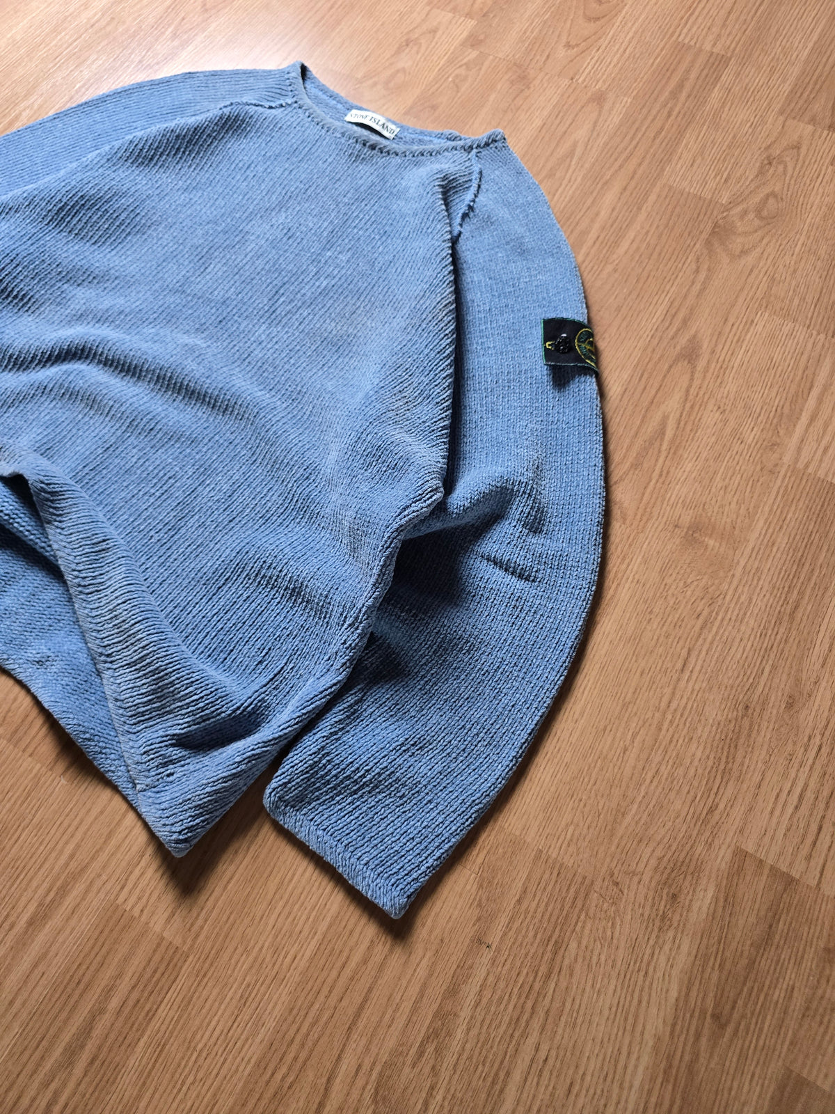 Vintage Stone Island Green Edge Chenille Cotton Knit Sweater (M)