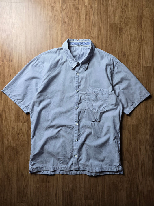 Vintage Stone Island Pinstripe Embroidered Linen Shirt (M/L)