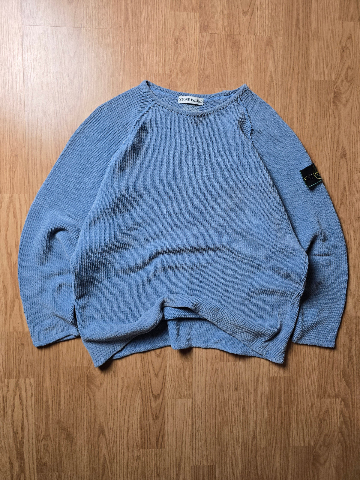 Vintage Stone Island Green Edge Chenille Cotton Knit Sweater (M)
