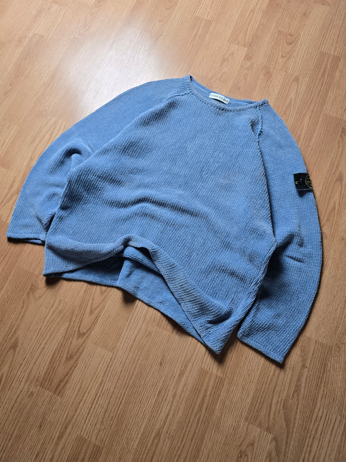 Vintage Stone Island Green Edge Chenille Cotton Knit Sweater (M)