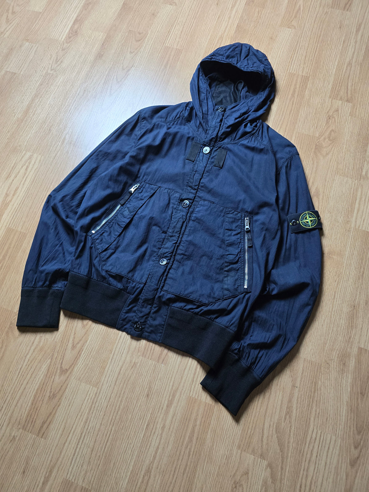 Stone Island Lightweight Mussola Gommata Hooded Bomber Jacket (M)