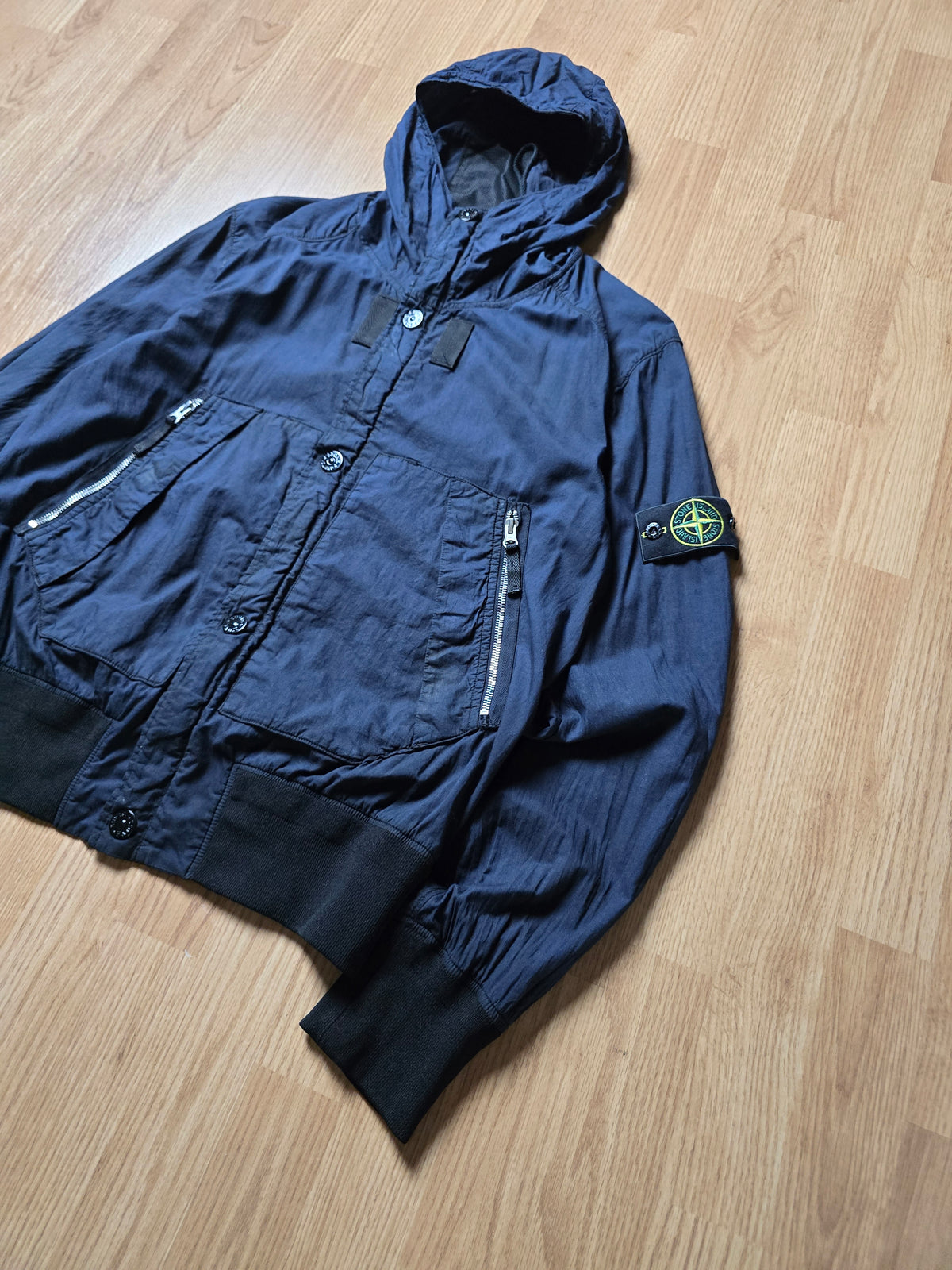 Stone Island Lightweight Mussola Gommata Hooded Bomber Jacket (M)