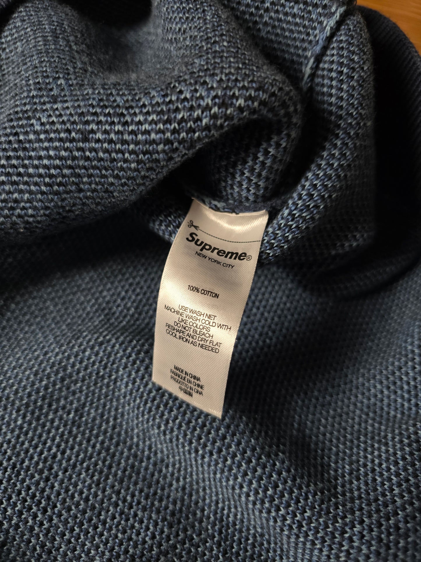 Supreme Sleeve Stripe Blue Camo Knit Sweater (L)