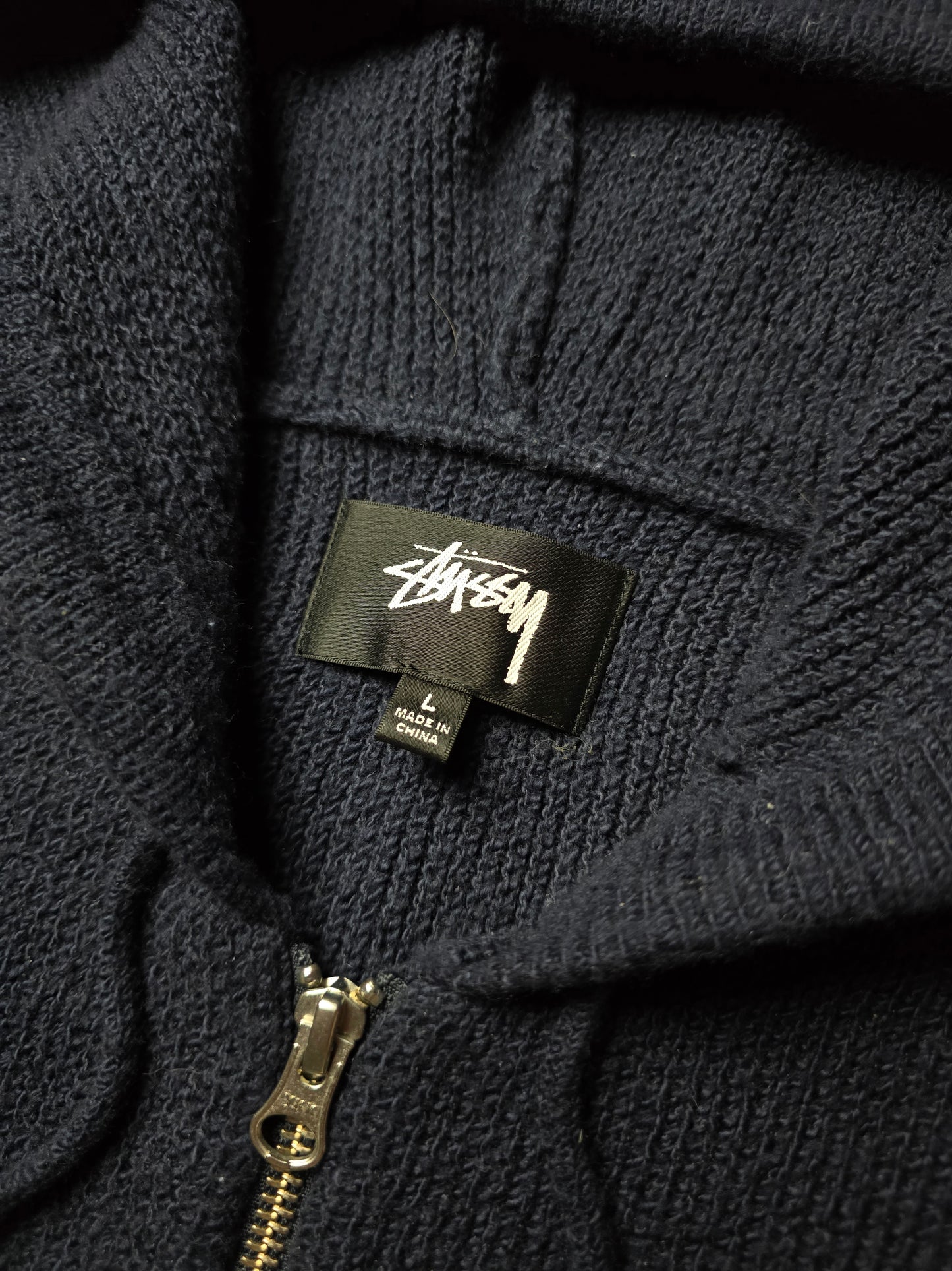 Stussy Merino Wool Blend Hooded Knit Zip Sweater (L)