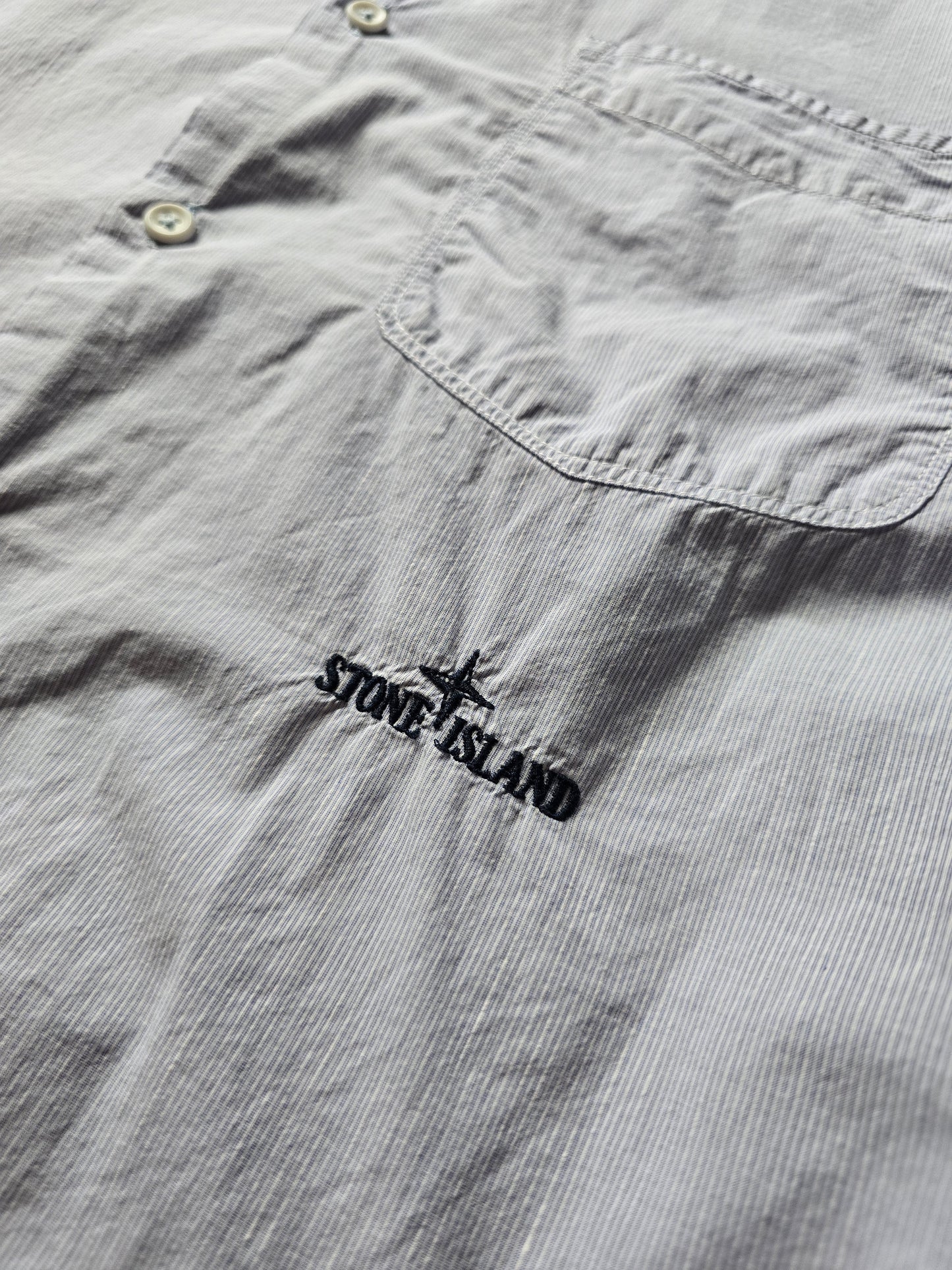 Vintage Stone Island Pinstripe Embroidered Linen Shirt (M/L)