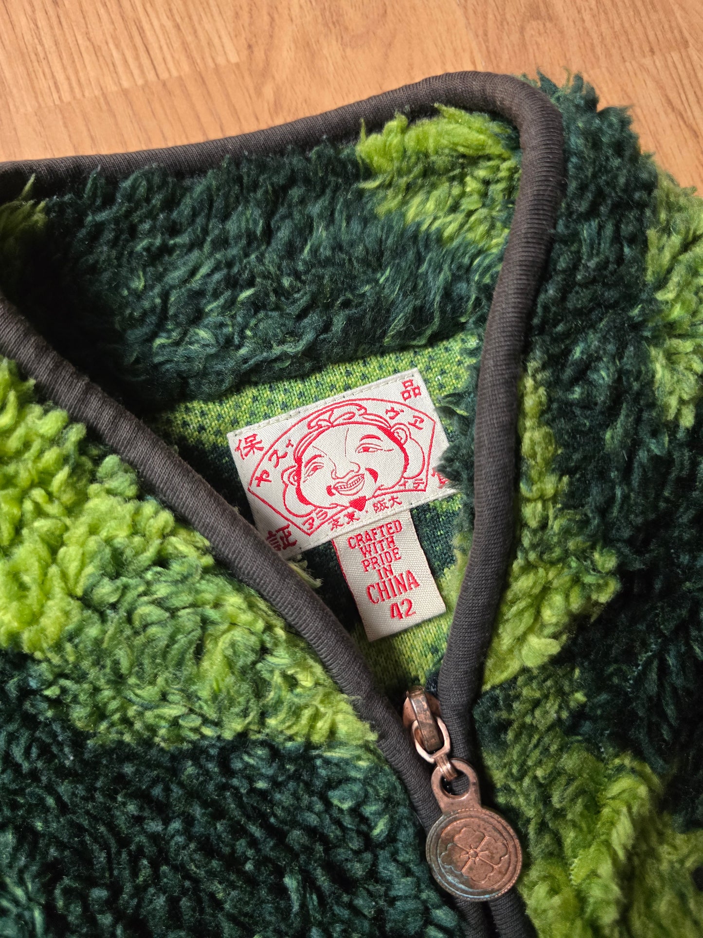 Evisu Deep Sherpa Pile Logo Camo Fleece Jacket (M)