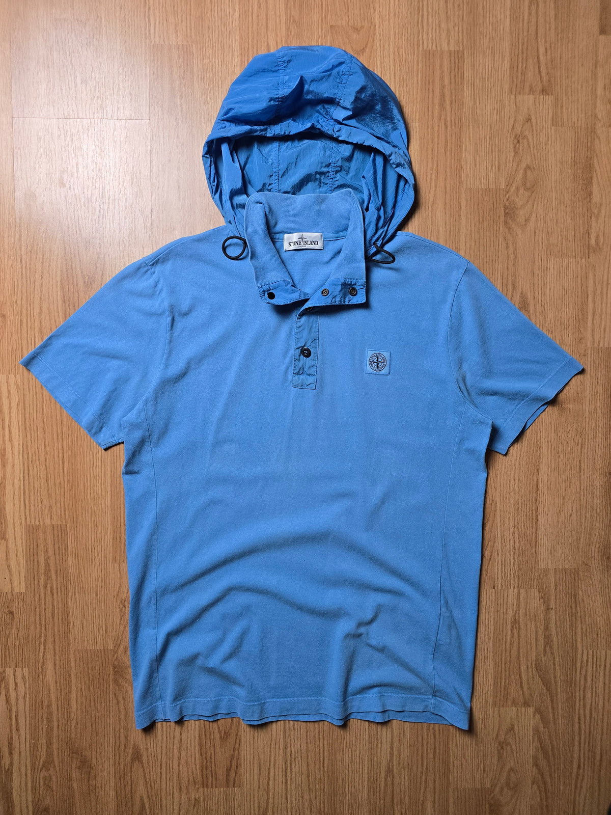 Stone Island Compass Patch Hooded Polo Shirt (L)
