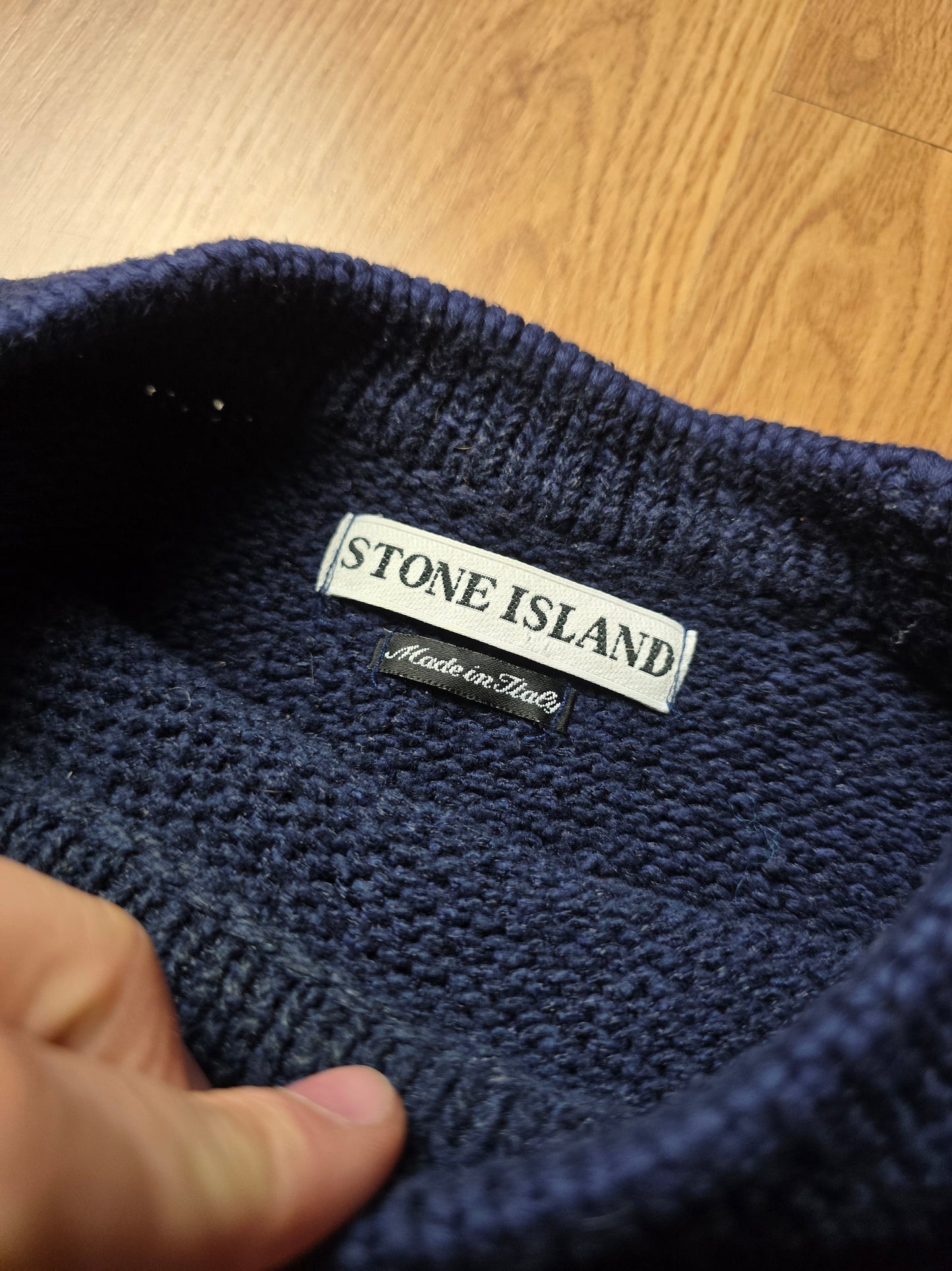 90s Stone Island Green Edge Cotton & Nylon Knit Sweater (M)