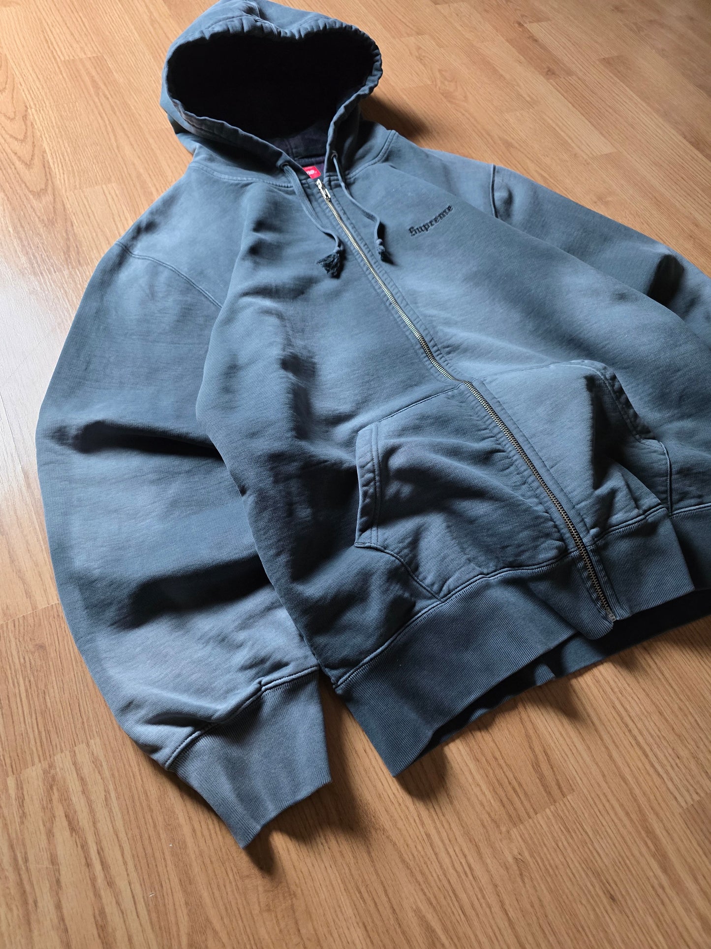 Supreme Bleached Plaid Lined Zip-Up Hoodie (XL)