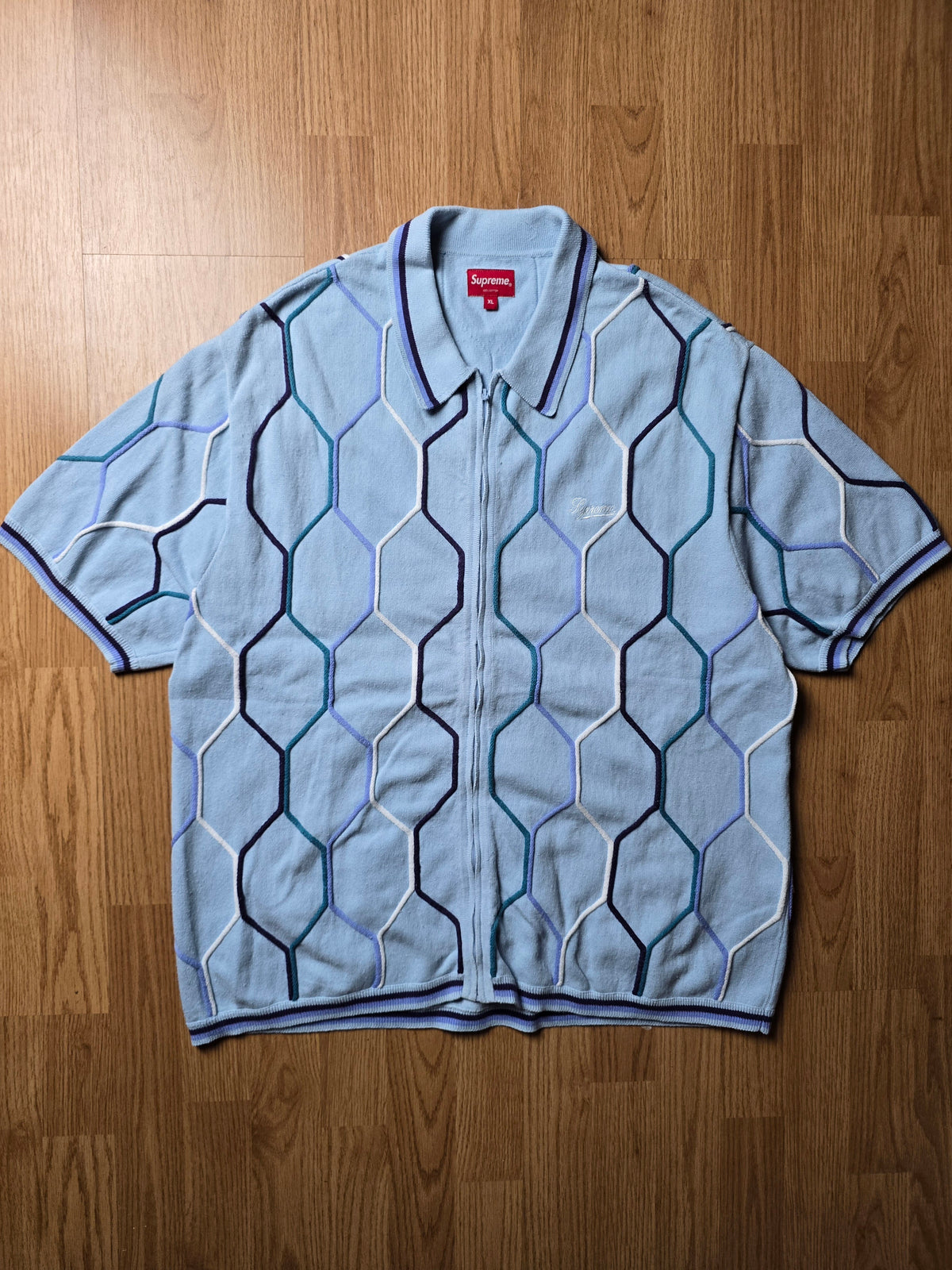 Supreme Hex Zip Up Polo Shirt (L/XL)