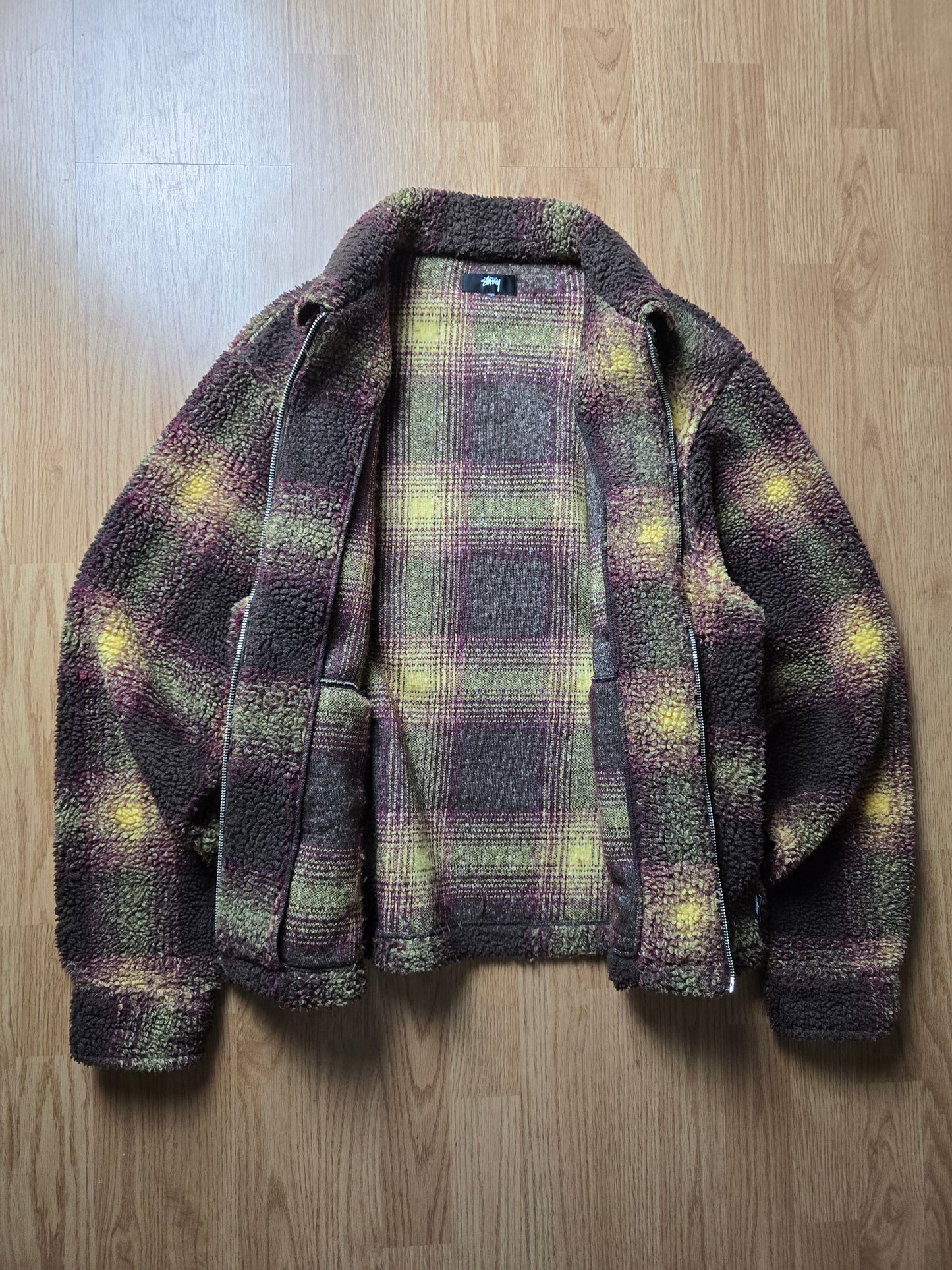 Stussy 'Shadow Plaid' Sherpa Zip Shirt/Jacket (M)