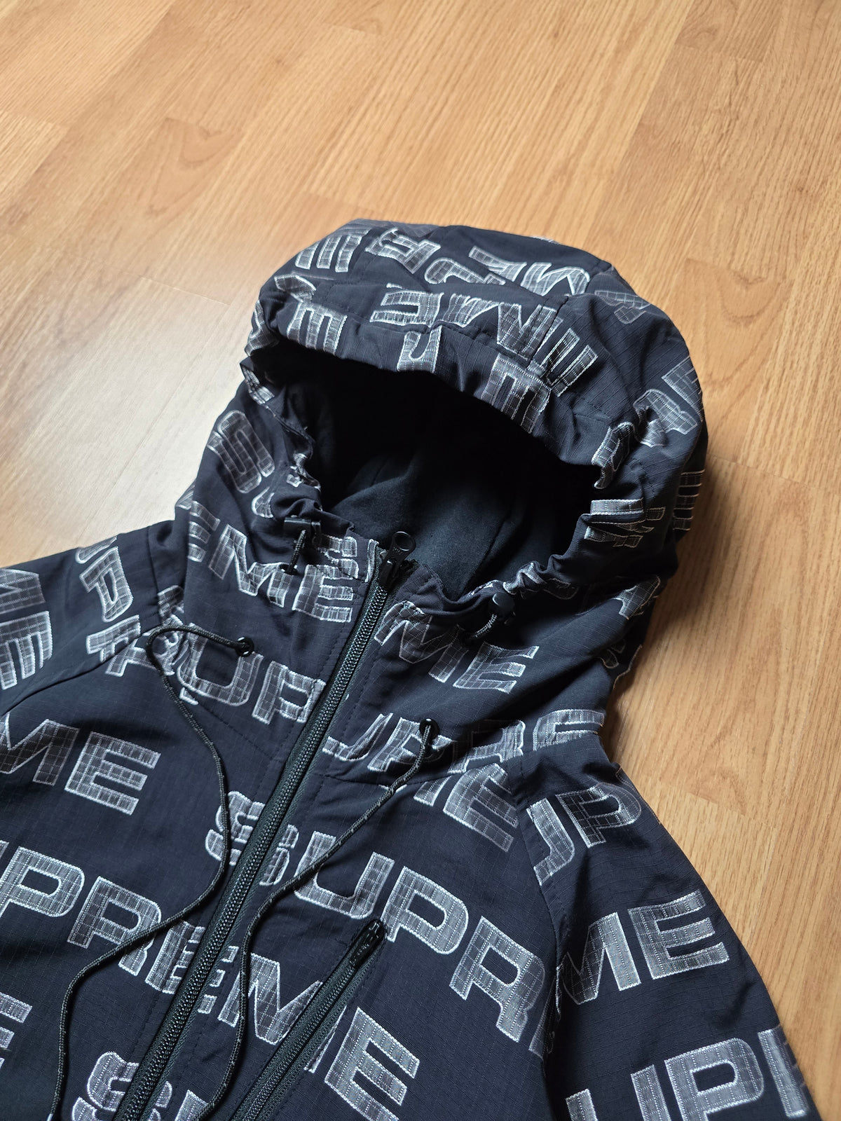 RARE Supreme Logo Ripstop Hooded Track Jacket (XL)