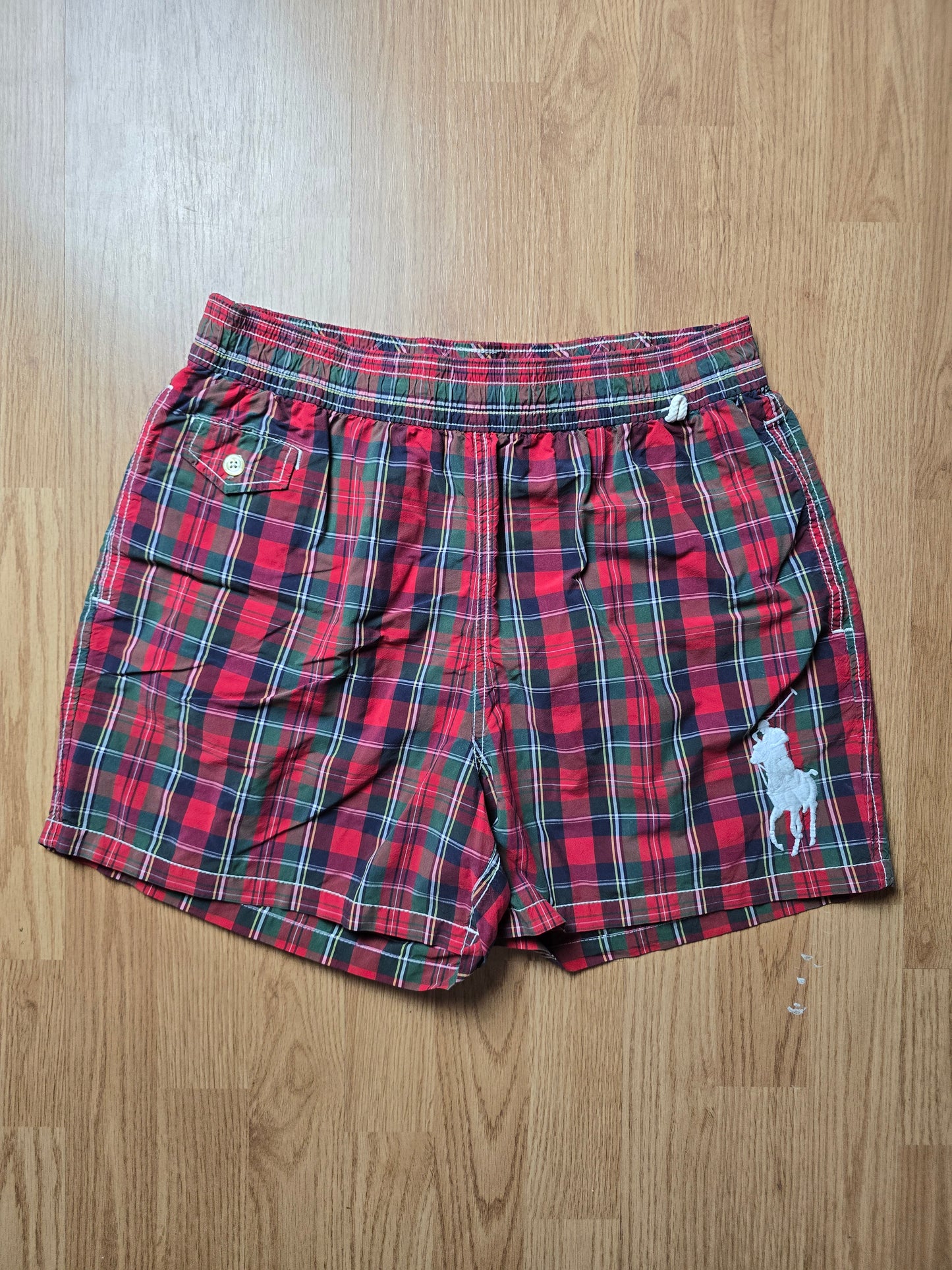 00s Ralph Lauren Big Pony Plaid Swim Shorts (M)