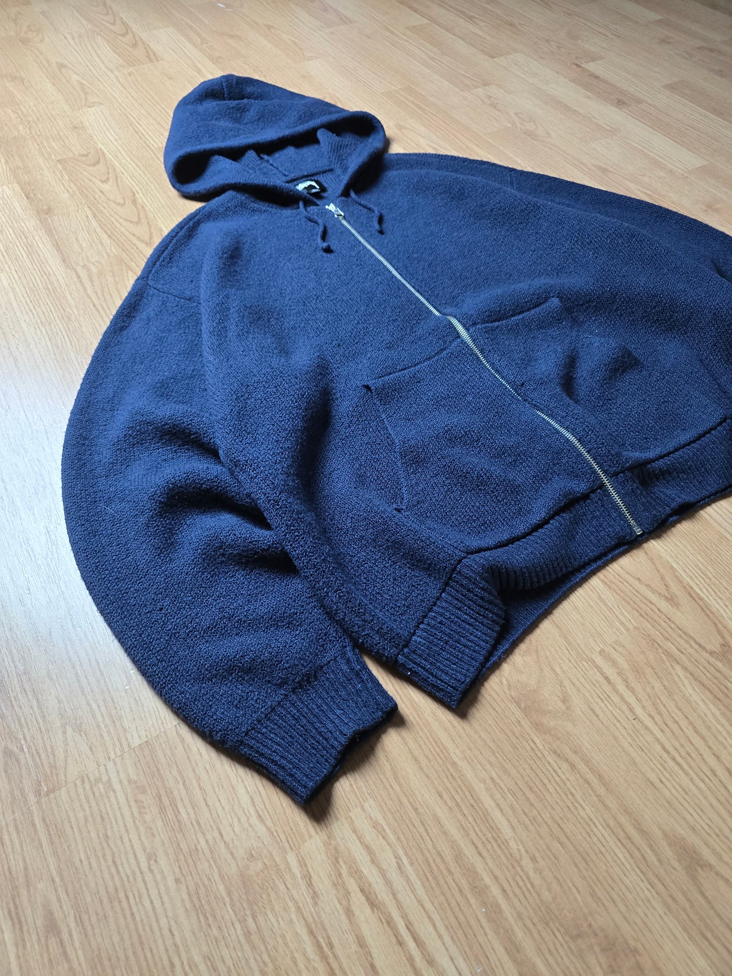 Stussy Merino Wool Blend Hooded Knit Zip Sweater (L)