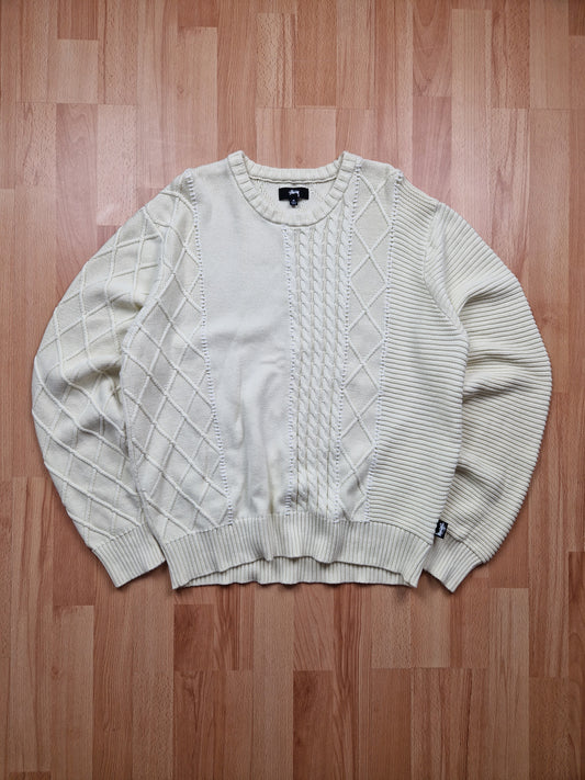 Stussy "Patchwork" Cable Knit Sweater (M)